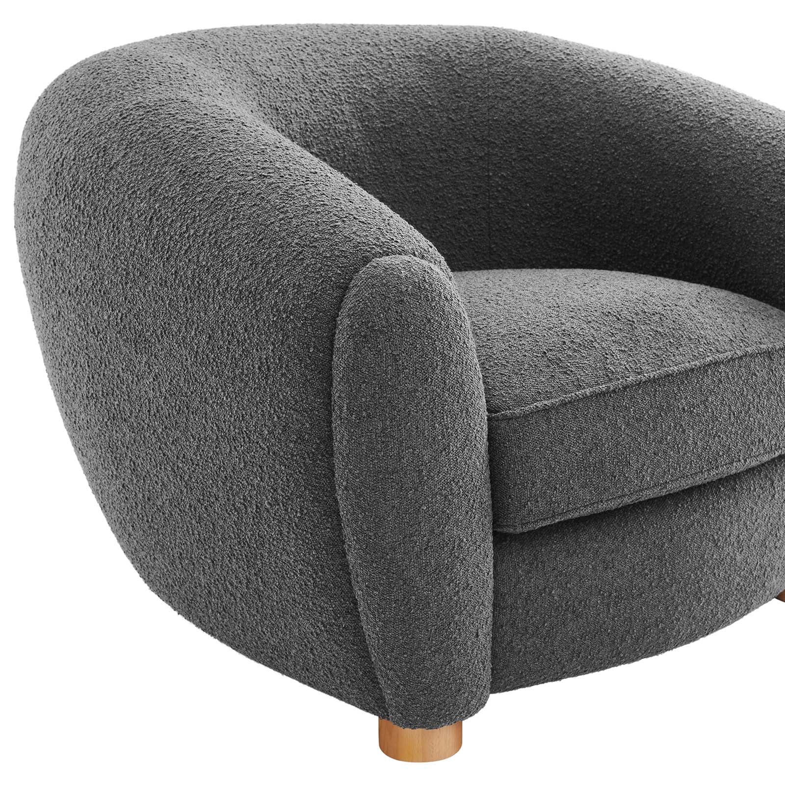 Modway Accent Chairs - Abundant Boucle Upholstered Fabric Armchair Gray