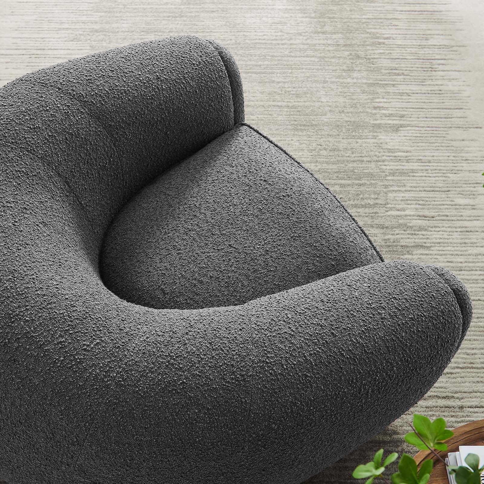 Modway Accent Chairs - Abundant Boucle Upholstered Fabric Armchair Gray