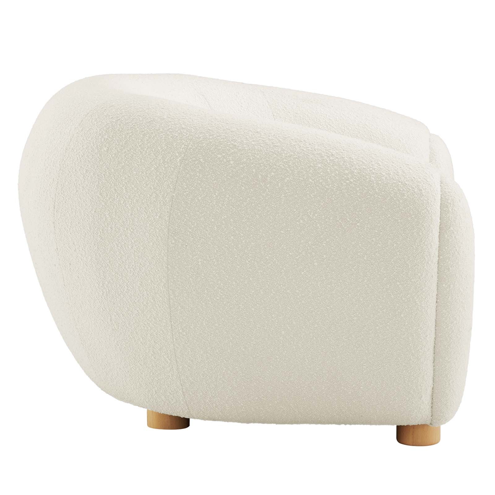 Modway Accent Chairs - Abundant Boucle Upholstered Fabric Armchair Ivory