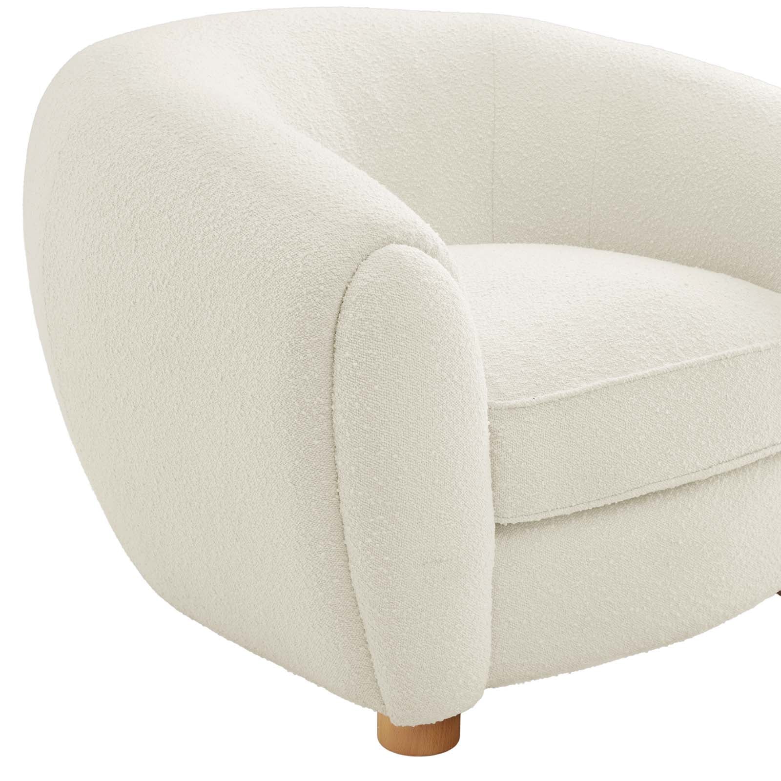 Modway Accent Chairs - Abundant Boucle Upholstered Fabric Armchair Ivory