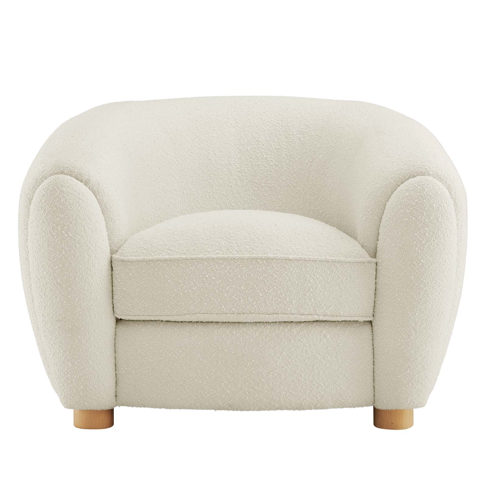 Modway Accent Chairs - Abundant Boucle Upholstered Fabric Armchair Ivory