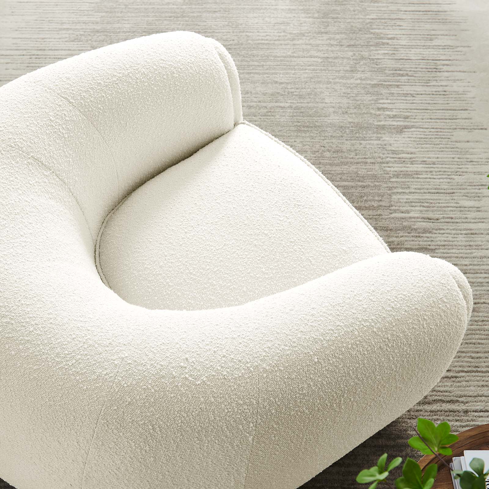 Modway Accent Chairs - Abundant Boucle Upholstered Fabric Armchair Ivory