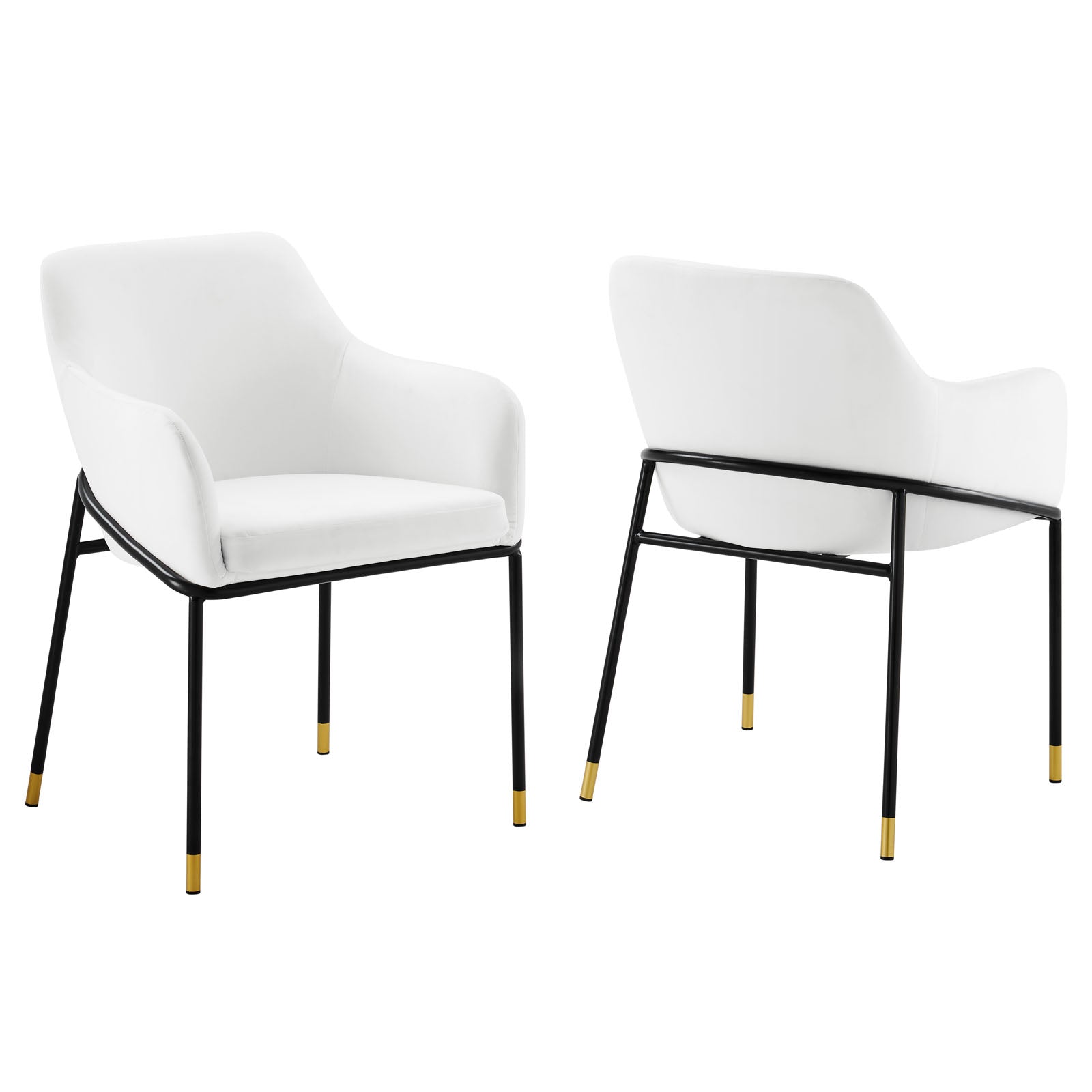 Modway Dining Chairs - Jovi Performance Velvet Dining Armchair Set Of 2 Black White
