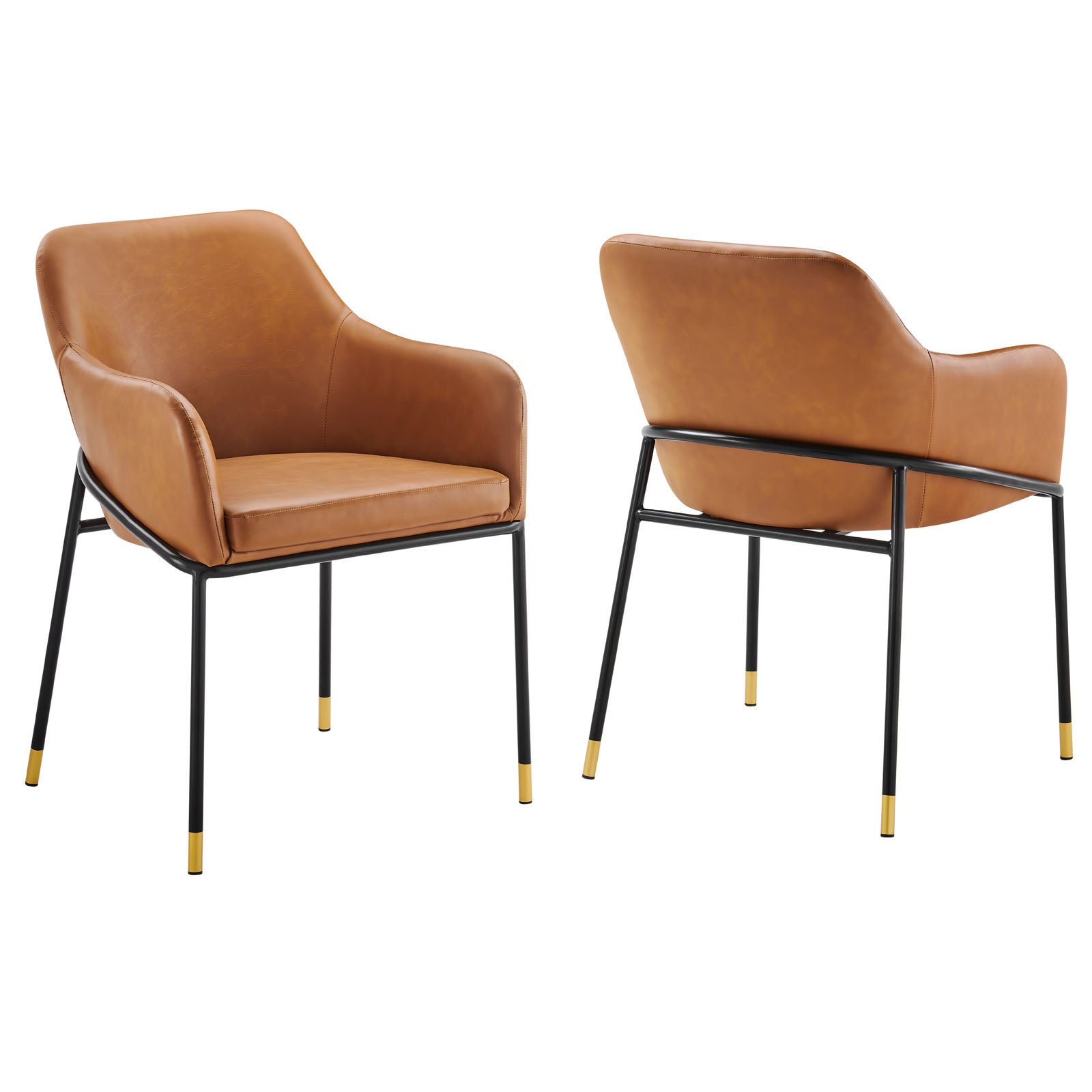 Modway Dining Chairs - Jovi-Vegan-Leather-Dining-Chair-Set-of-2-Black-Tan