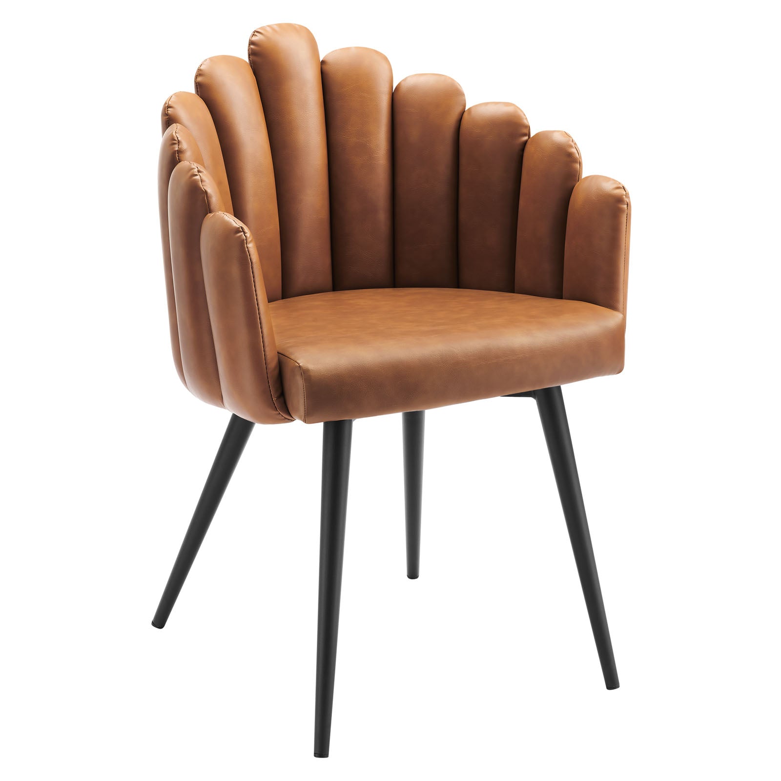 Modway Dining Chairs - Vanguard Vegan Leather Dining Chair Set Of 2 Black Tan