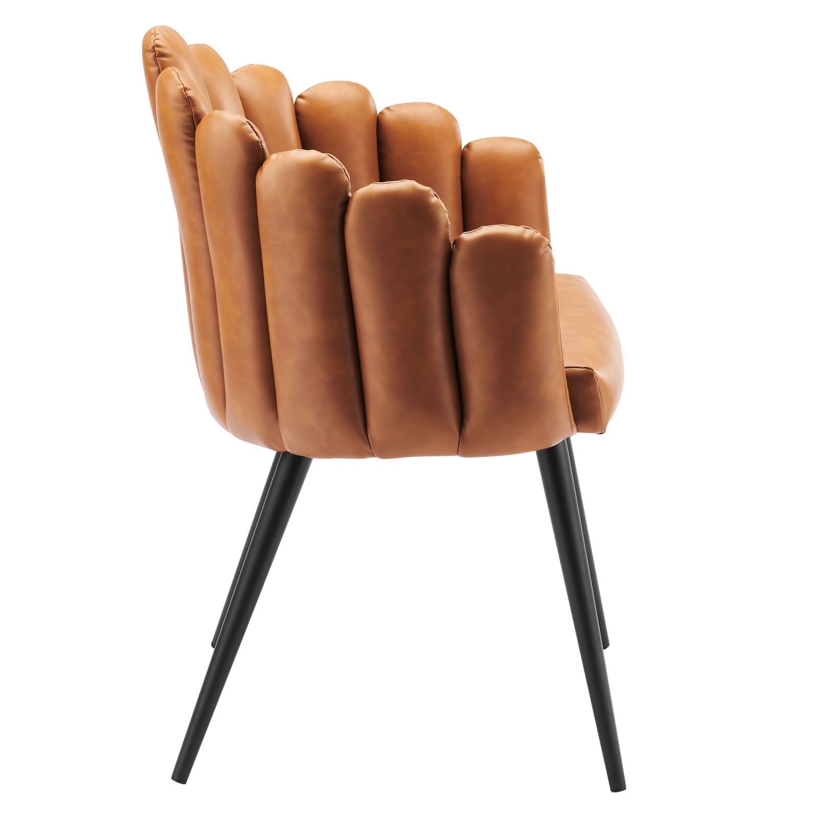 Modway Dining Chairs - Vanguard Vegan Leather Dining Chair Set Of 2 Black Tan