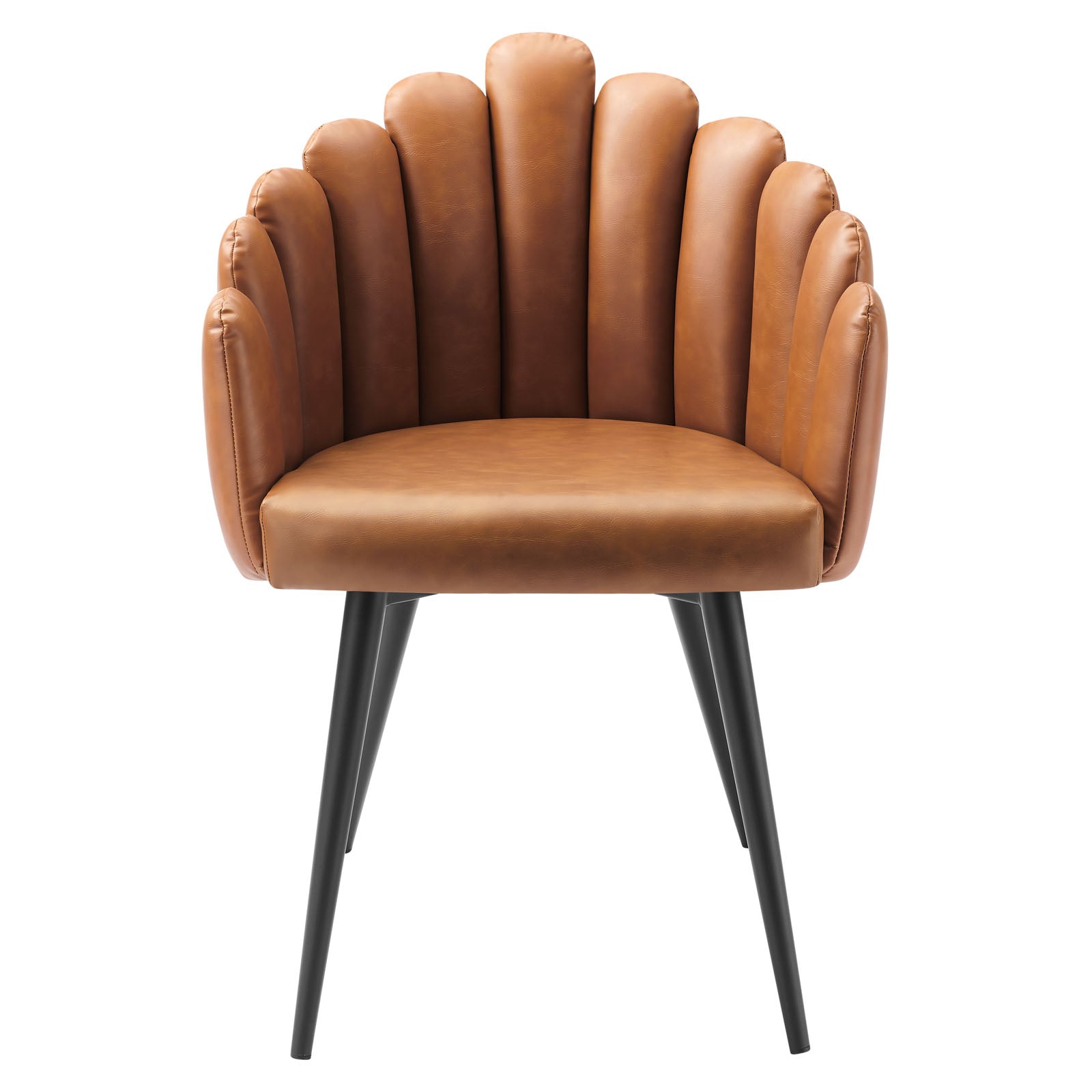 Modway Dining Chairs - Vanguard Vegan Leather Dining Chair Set Of 2 Black Tan