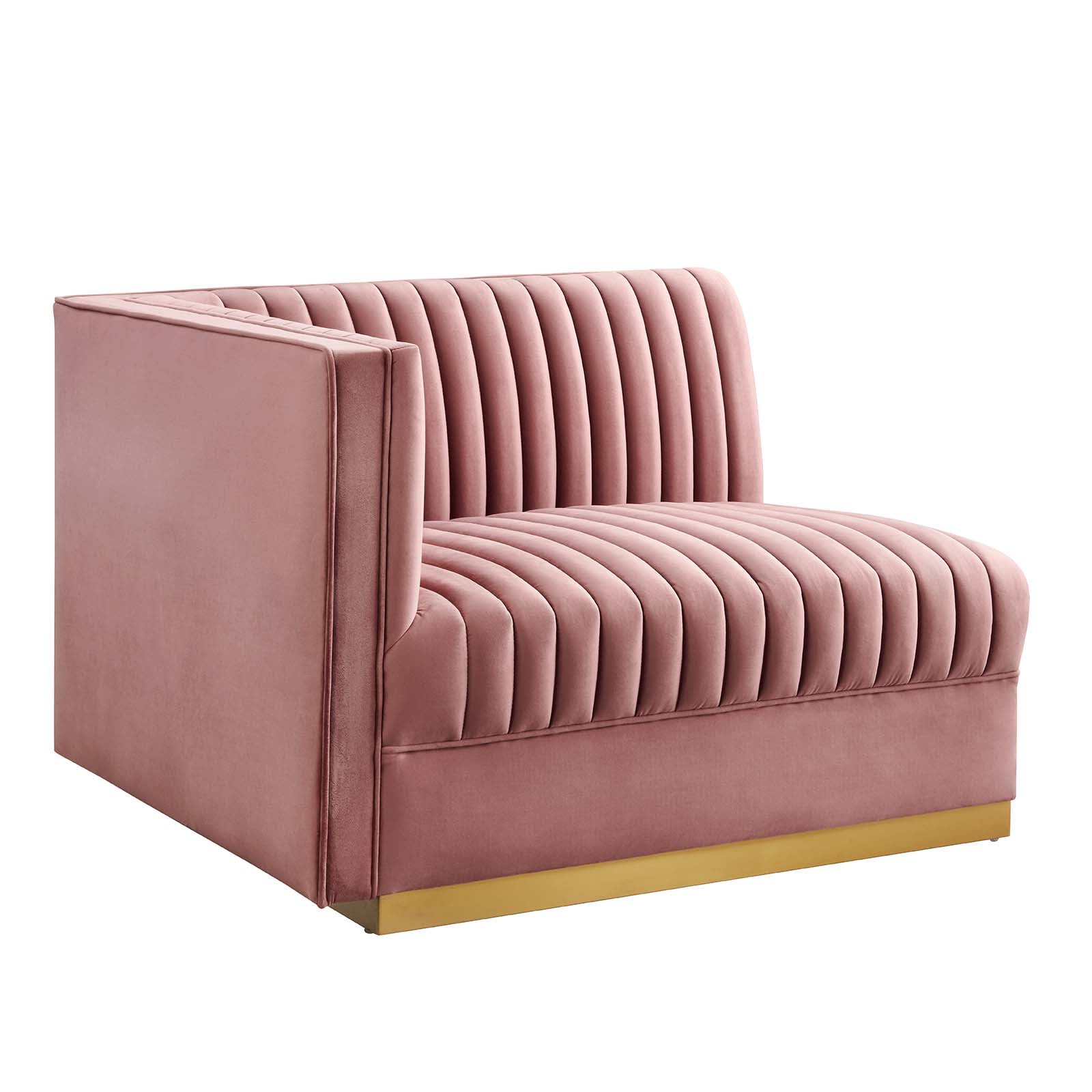 Modway Accent Chairs - Sanguine Channel Tufted Performance Velvet Modular Sectional Sofa Left-Arm Chair Dusty Rose