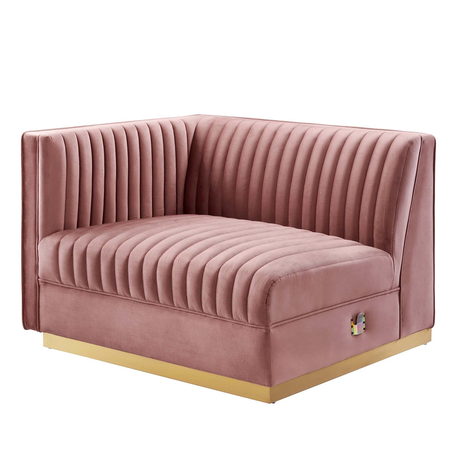Modway Accent Chairs - Sanguine Channel Tufted Performance Velvet Modular Sectional Sofa Left-Arm Chair Dusty Rose