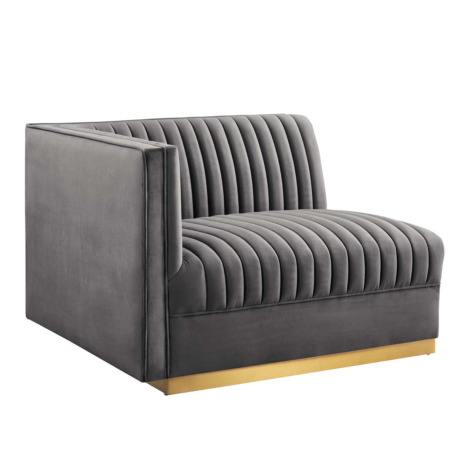 Modway Accent Chairs - Sanguine Channel Tufted Performance Velvet Modular Sectional Sofa Left-Arm Chair Gray