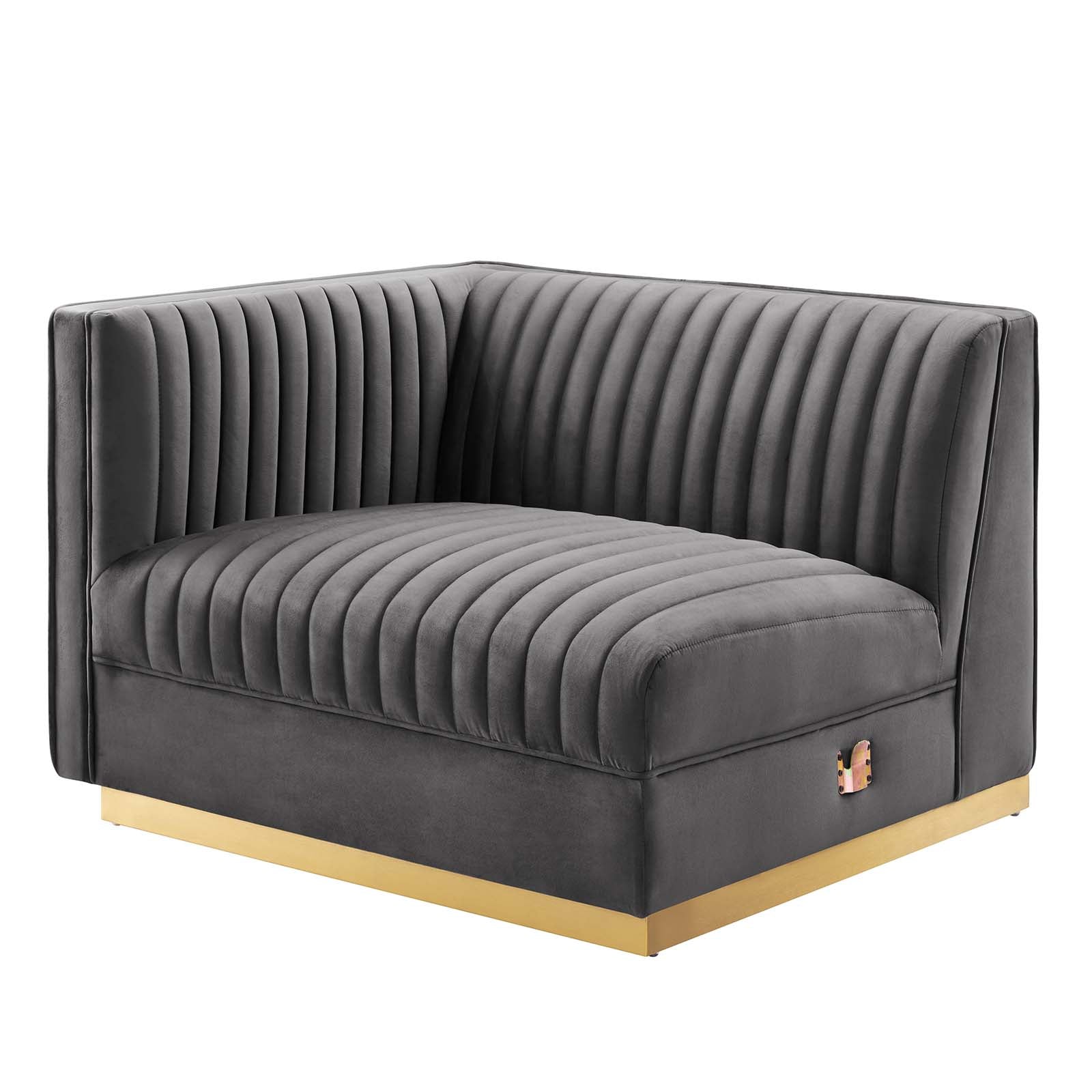 Modway Accent Chairs - Sanguine Channel Tufted Performance Velvet Modular Sectional Sofa Left-Arm Chair Gray