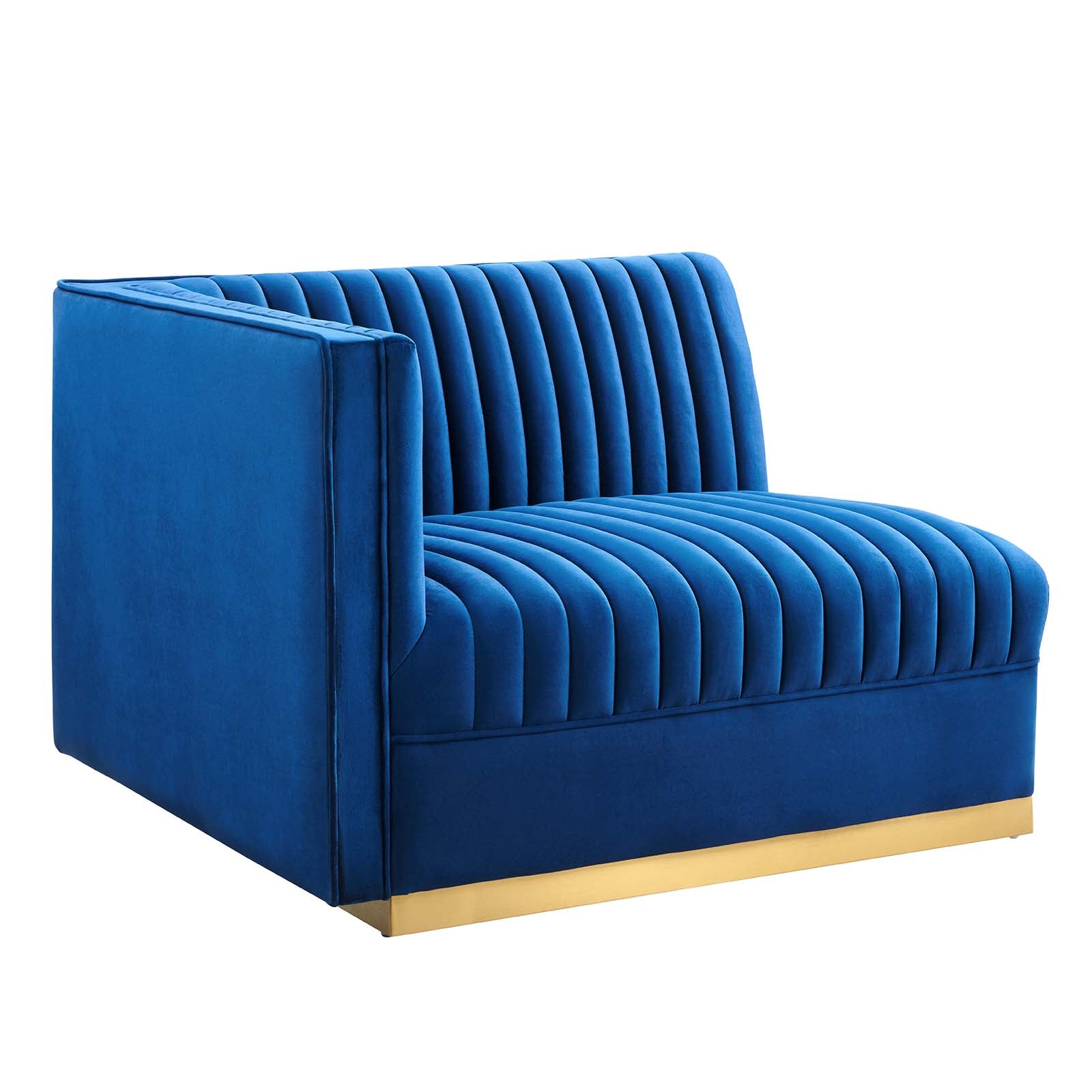 Modway Accent Chairs - Sanguine Channel Tufted Performance Velvet Modular Sectional Sofa Left-Arm Chair Navy