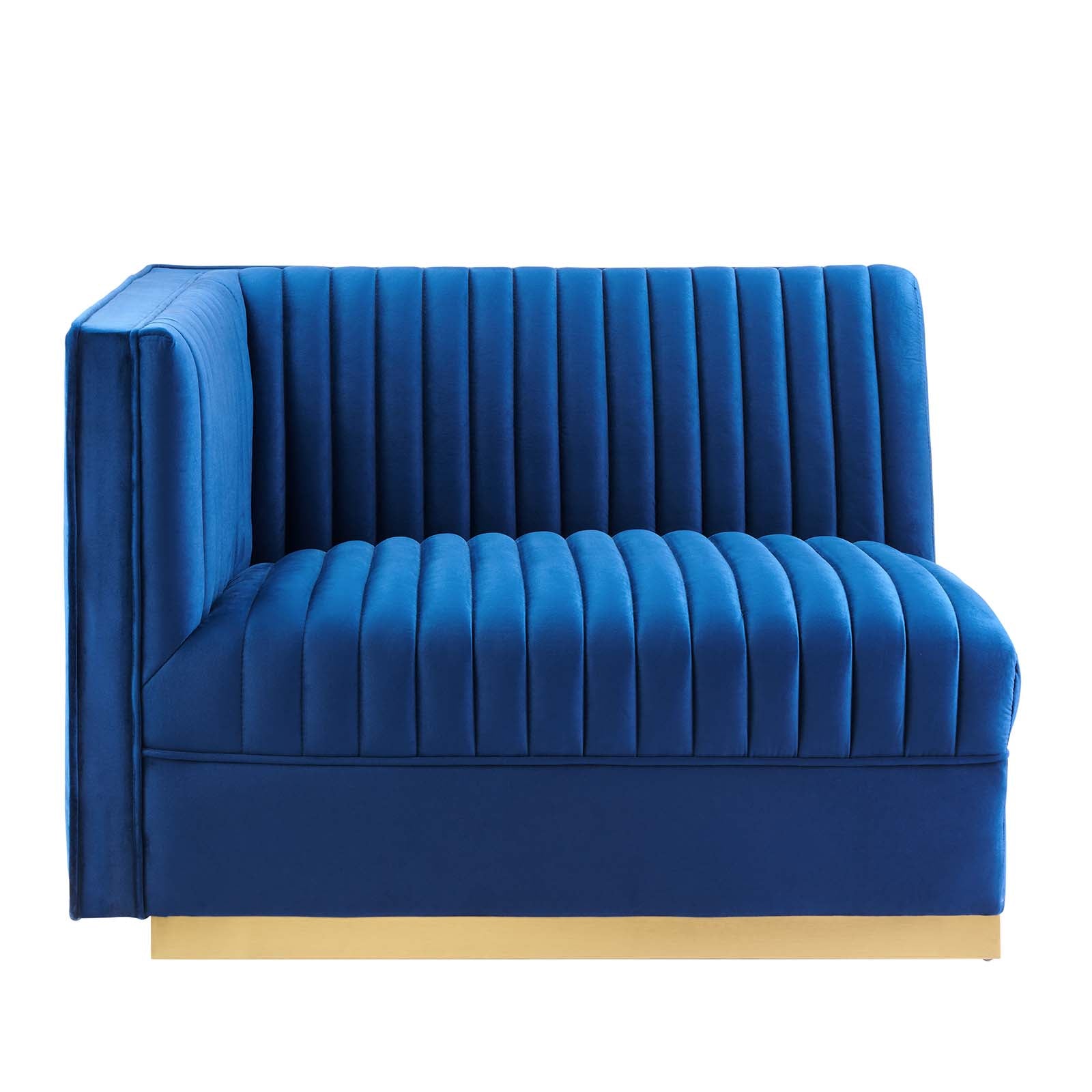 Modway Accent Chairs - Sanguine Channel Tufted Performance Velvet Modular Sectional Sofa Left-Arm Chair Navy