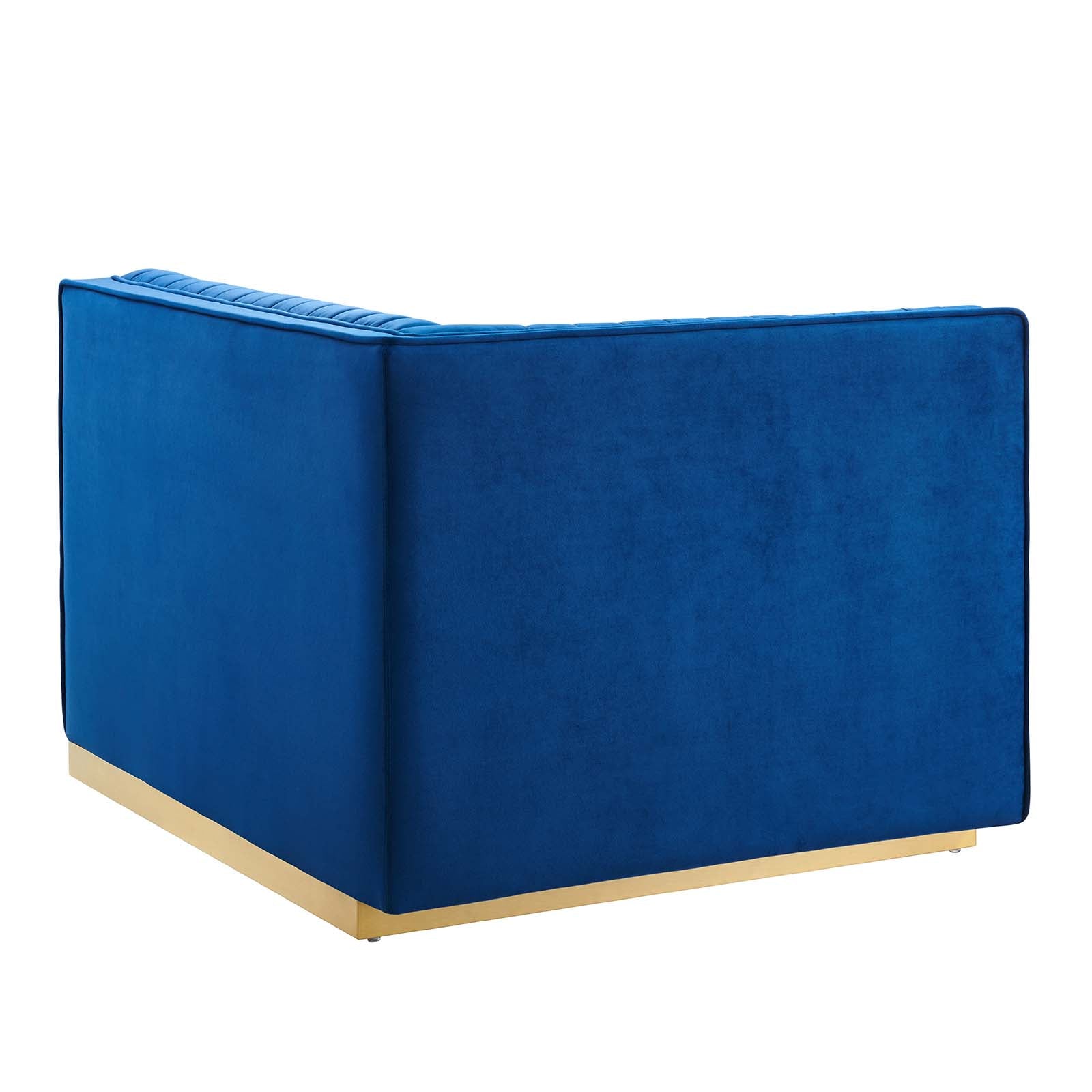 Modway Accent Chairs - Sanguine Channel Tufted Performance Velvet Modular Sectional Sofa Left-Arm Chair Navy