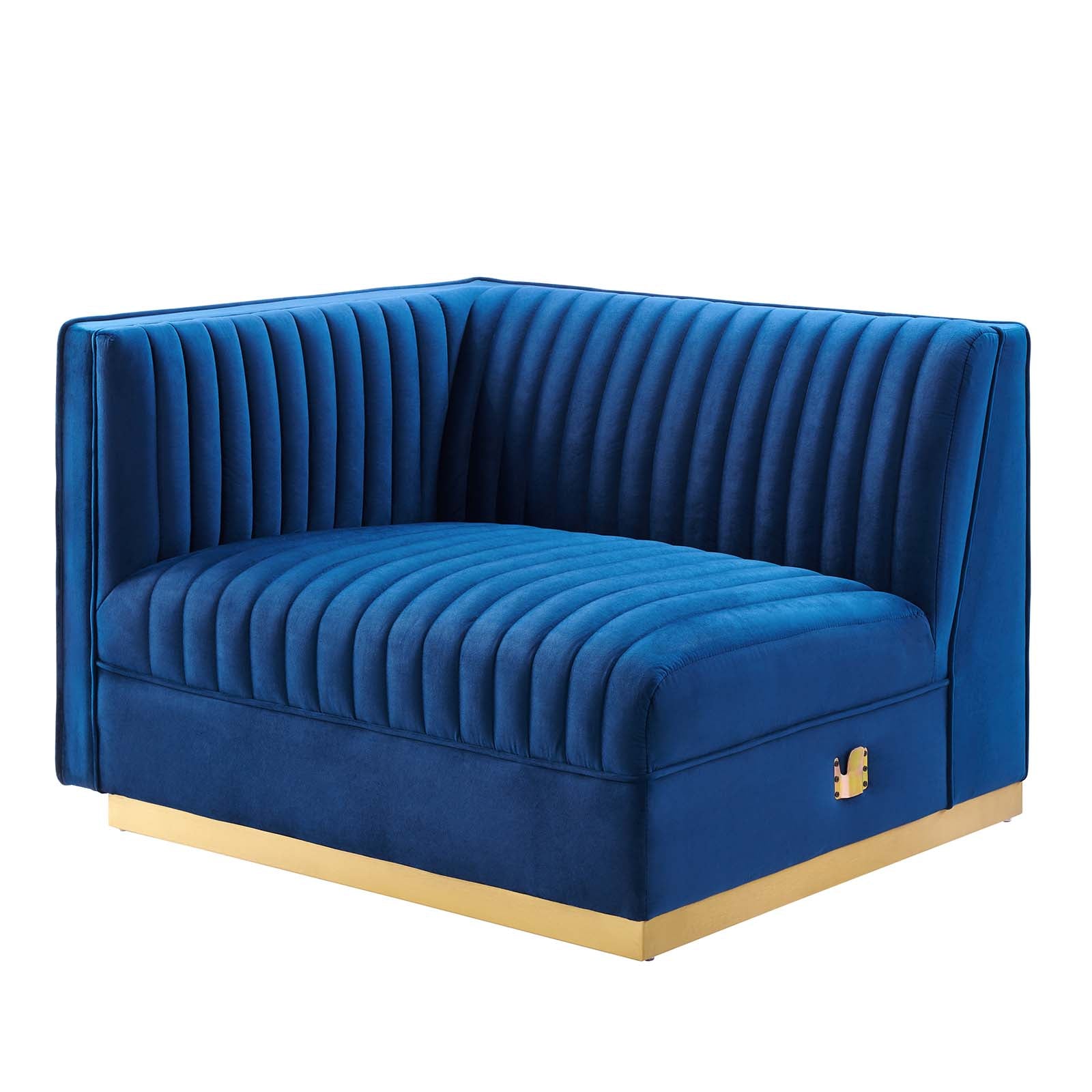 Modway Accent Chairs - Sanguine Channel Tufted Performance Velvet Modular Sectional Sofa Left-Arm Chair Navy