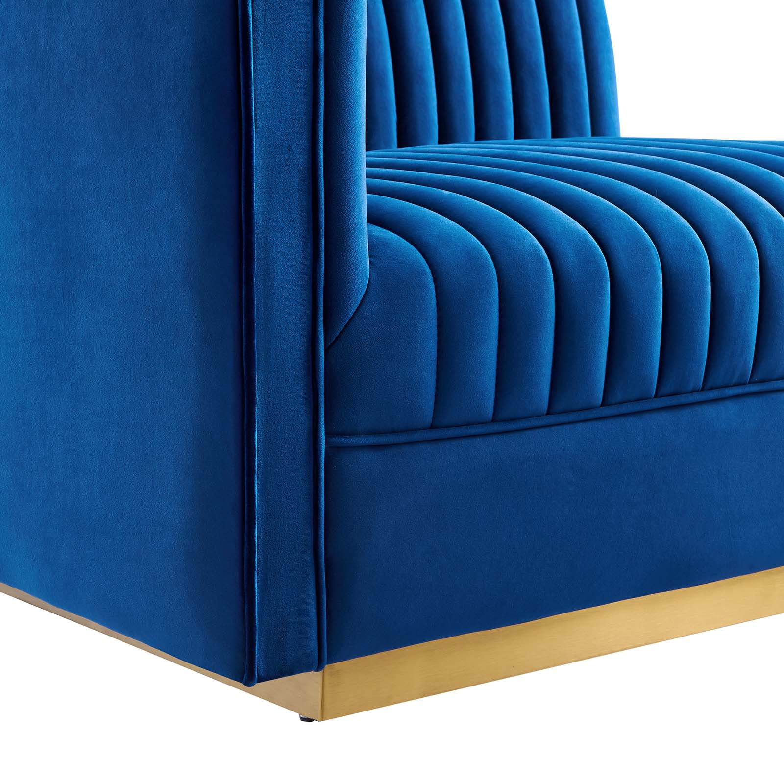 Modway Accent Chairs - Sanguine Channel Tufted Performance Velvet Modular Sectional Sofa Left-Arm Chair Navy