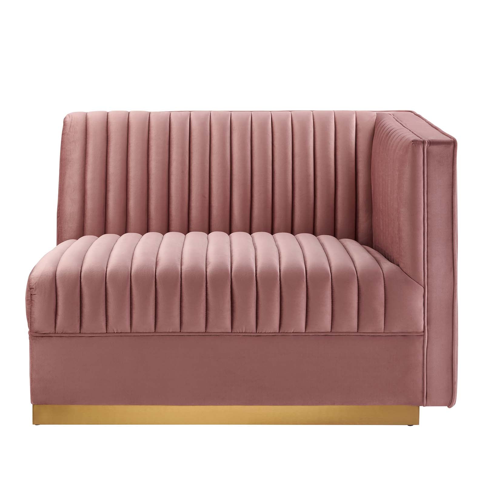 Modway Accent Chairs - Sanguine Channel Tufted Performance Velvet Modular Sectional Sofa Right-Arm Chair Dusty Rose
