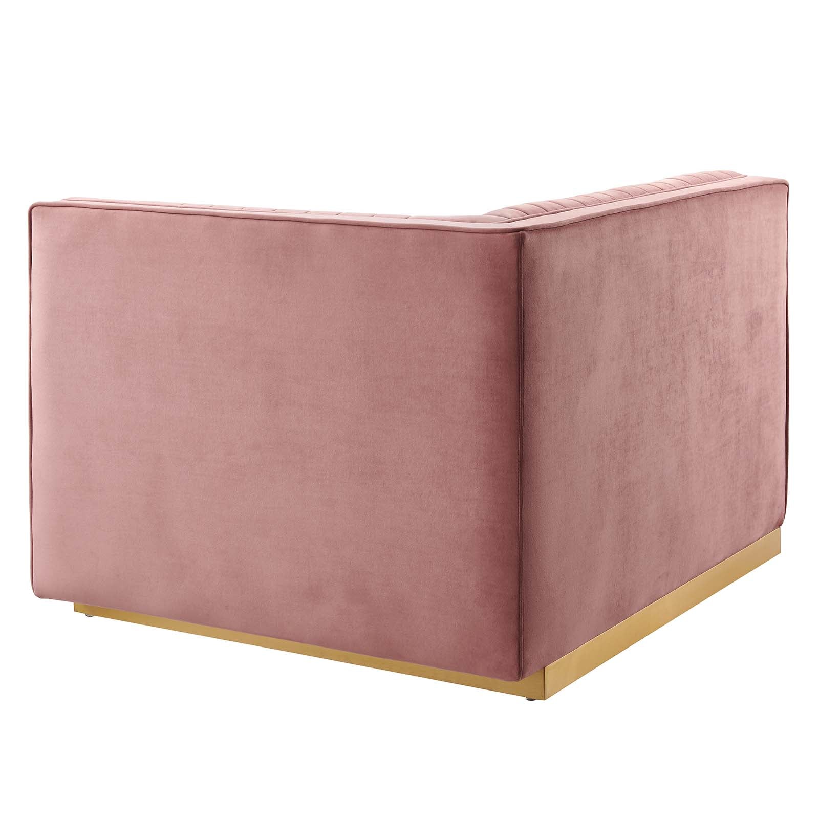 Modway Accent Chairs - Sanguine Channel Tufted Performance Velvet Modular Sectional Sofa Right-Arm Chair Dusty Rose