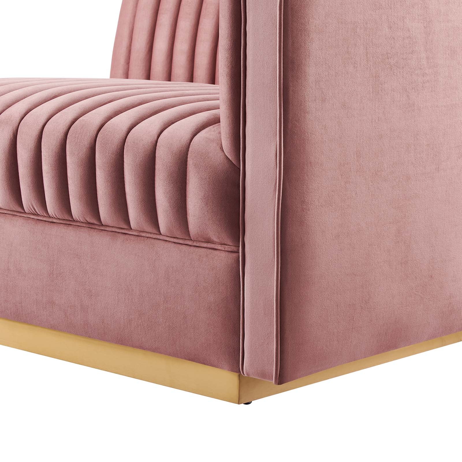 Modway Accent Chairs - Sanguine Channel Tufted Performance Velvet Modular Sectional Sofa Right-Arm Chair Dusty Rose