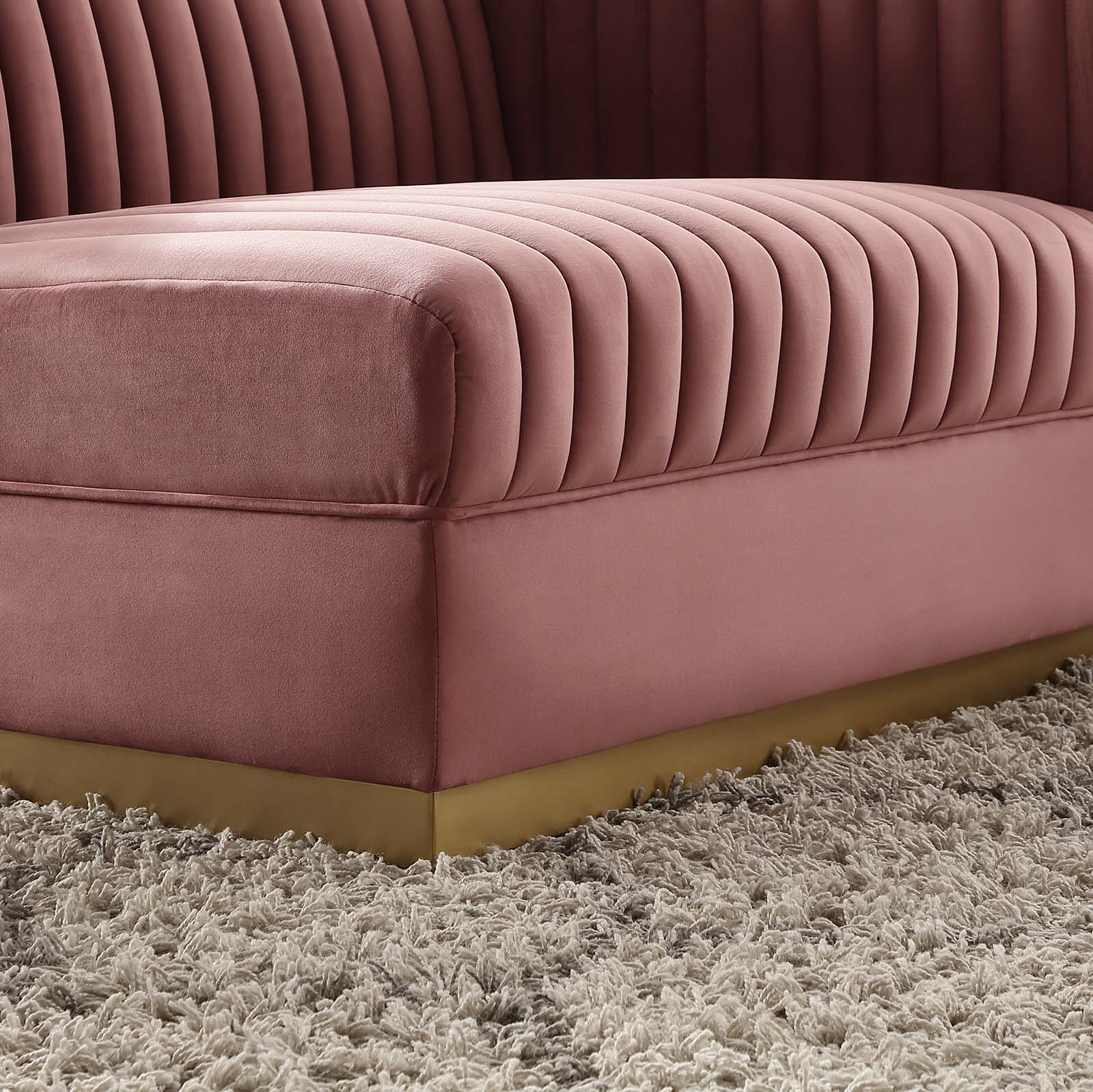 Modway Accent Chairs - Sanguine Channel Tufted Performance Velvet Modular Sectional Sofa Right-Arm Chair Dusty Rose