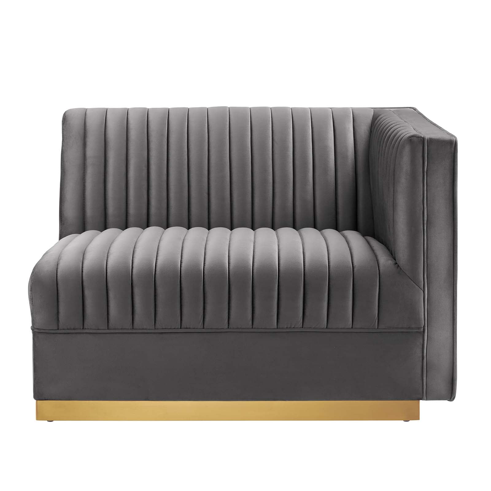 Modway Accent Chairs - Sanguine Channel Tufted Performance Velvet Modular Sectional Sofa Right-Arm Chair Gray