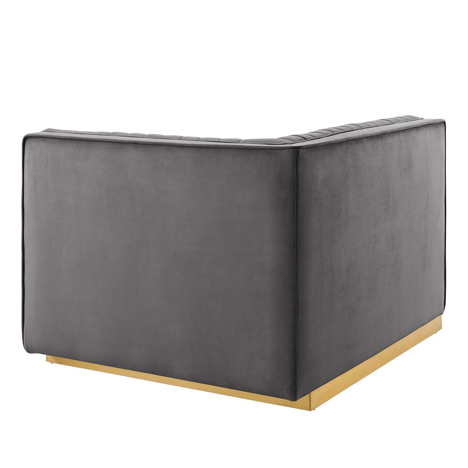 Modway Accent Chairs - Sanguine Channel Tufted Performance Velvet Modular Sectional Sofa Right-Arm Chair Gray