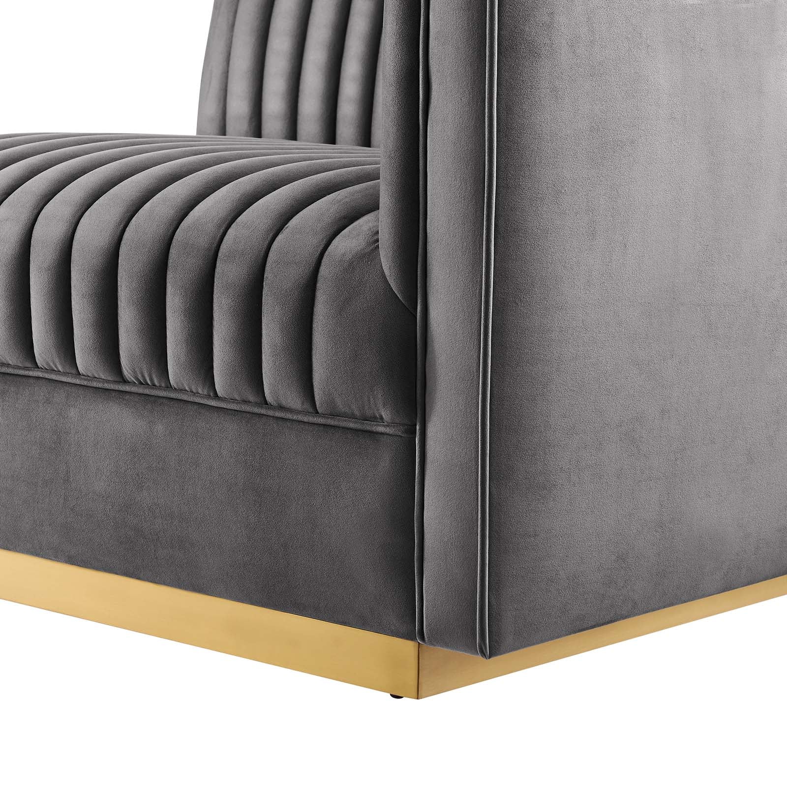 Modway Accent Chairs - Sanguine Channel Tufted Performance Velvet Modular Sectional Sofa Right-Arm Chair Gray