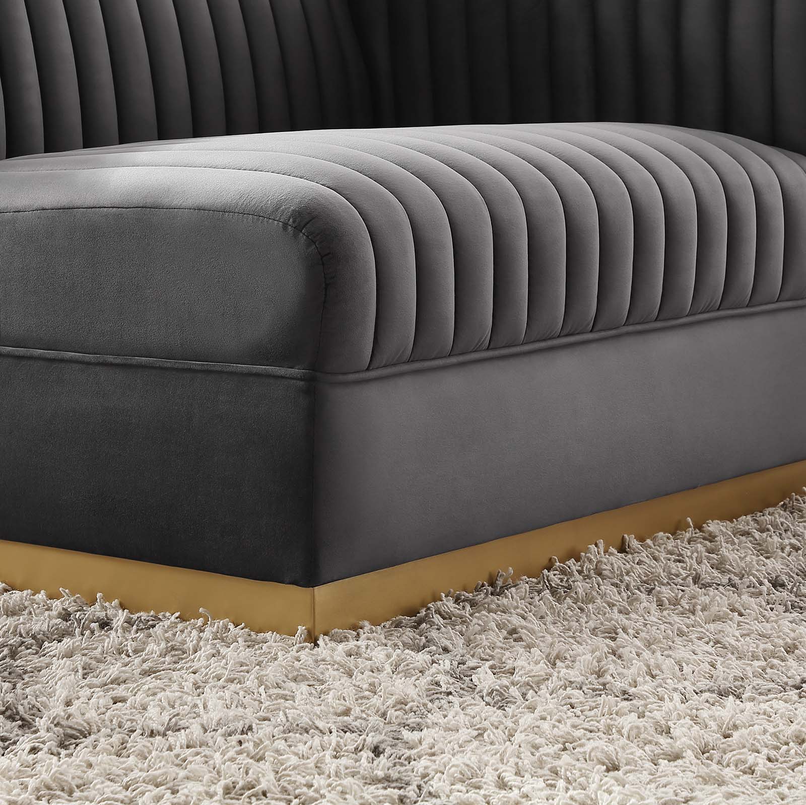 Modway Accent Chairs - Sanguine Channel Tufted Performance Velvet Modular Sectional Sofa Right-Arm Chair Gray