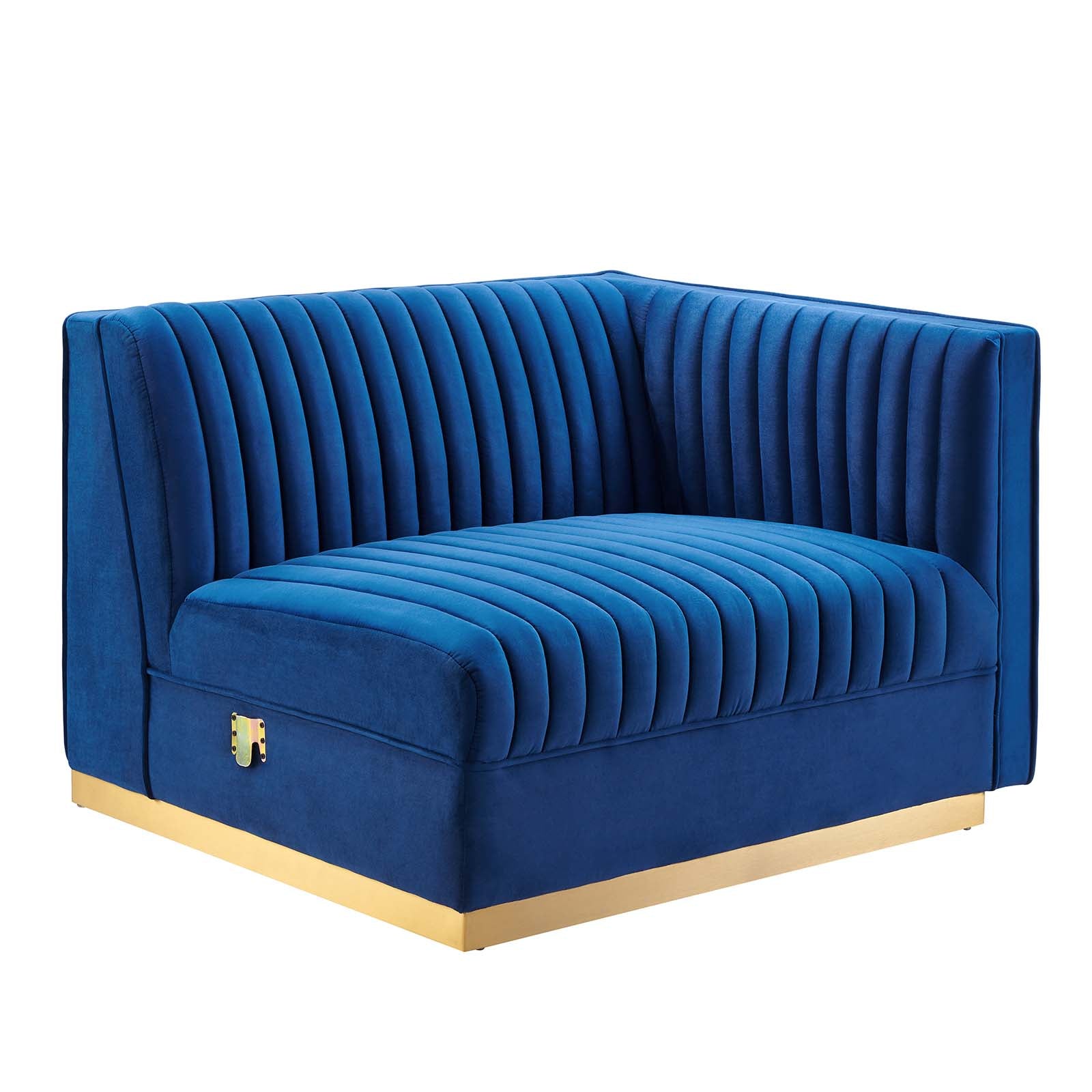 Modway Accent Chairs - Sanguine Channel Tufted Performance Velvet Modular Sectional Sofa Right-Arm Chair Navy Blue