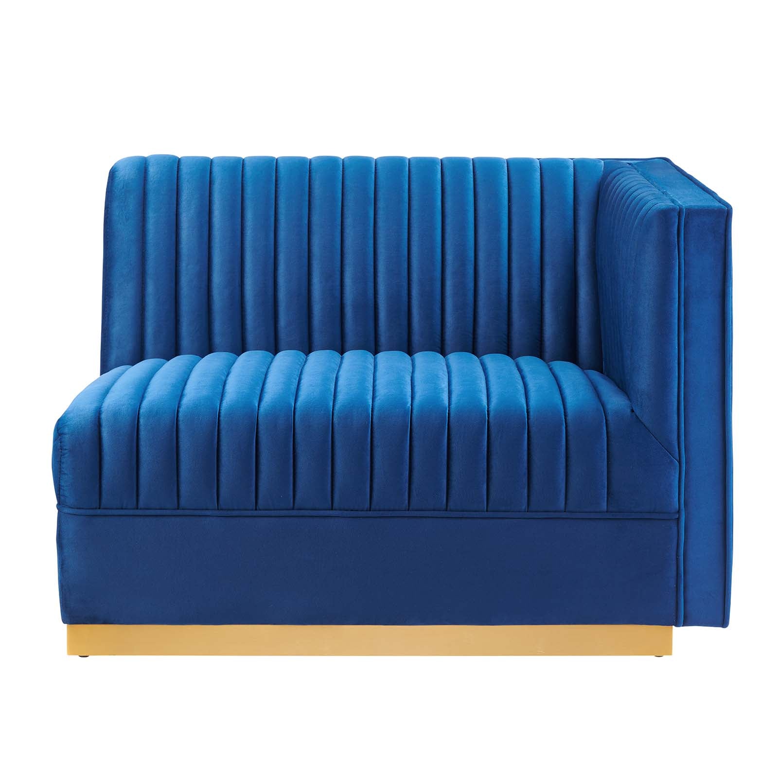 Modway Accent Chairs - Sanguine Channel Tufted Performance Velvet Modular Sectional Sofa Right-Arm Chair Navy Blue