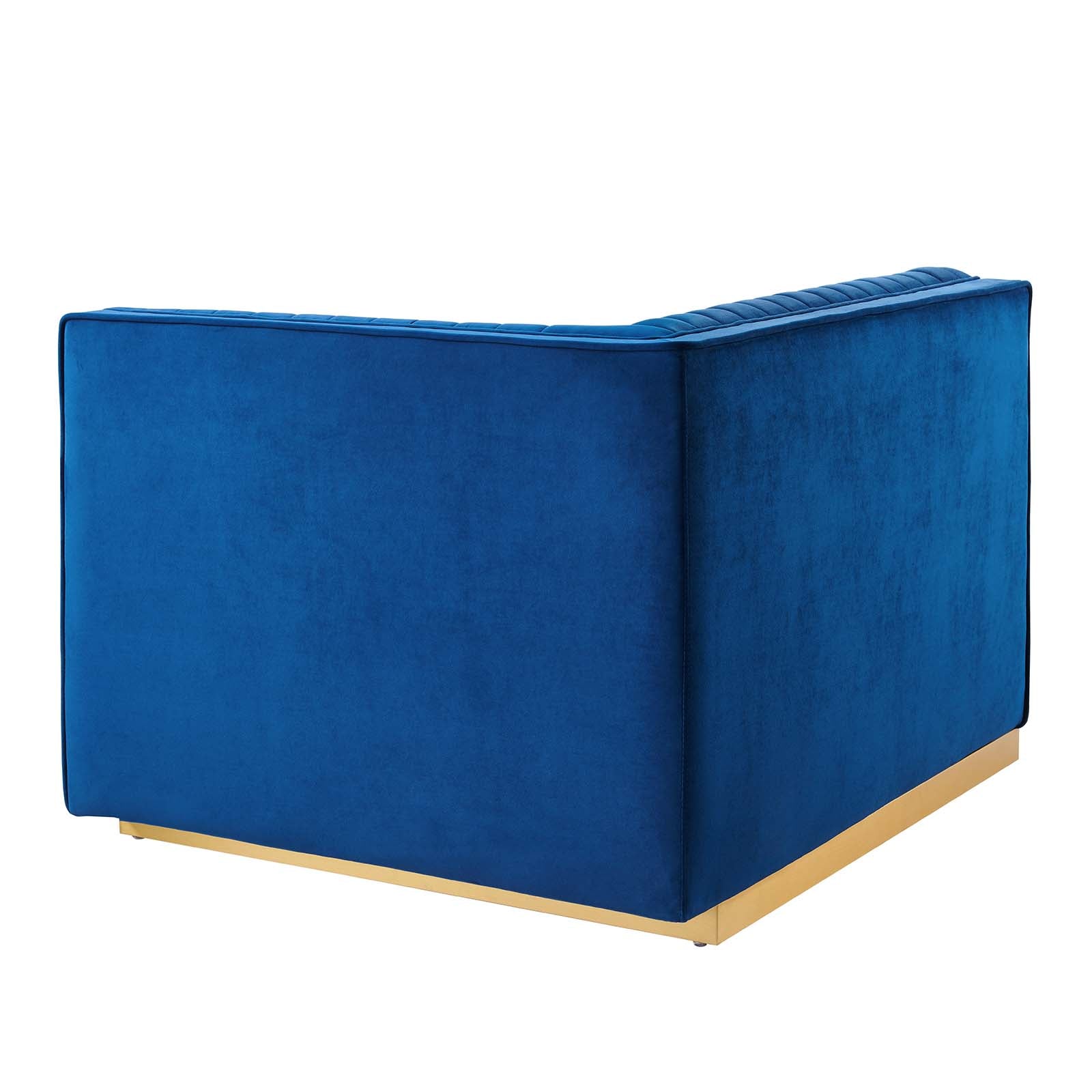 Modway Accent Chairs - Sanguine Channel Tufted Performance Velvet Modular Sectional Sofa Right-Arm Chair Navy Blue