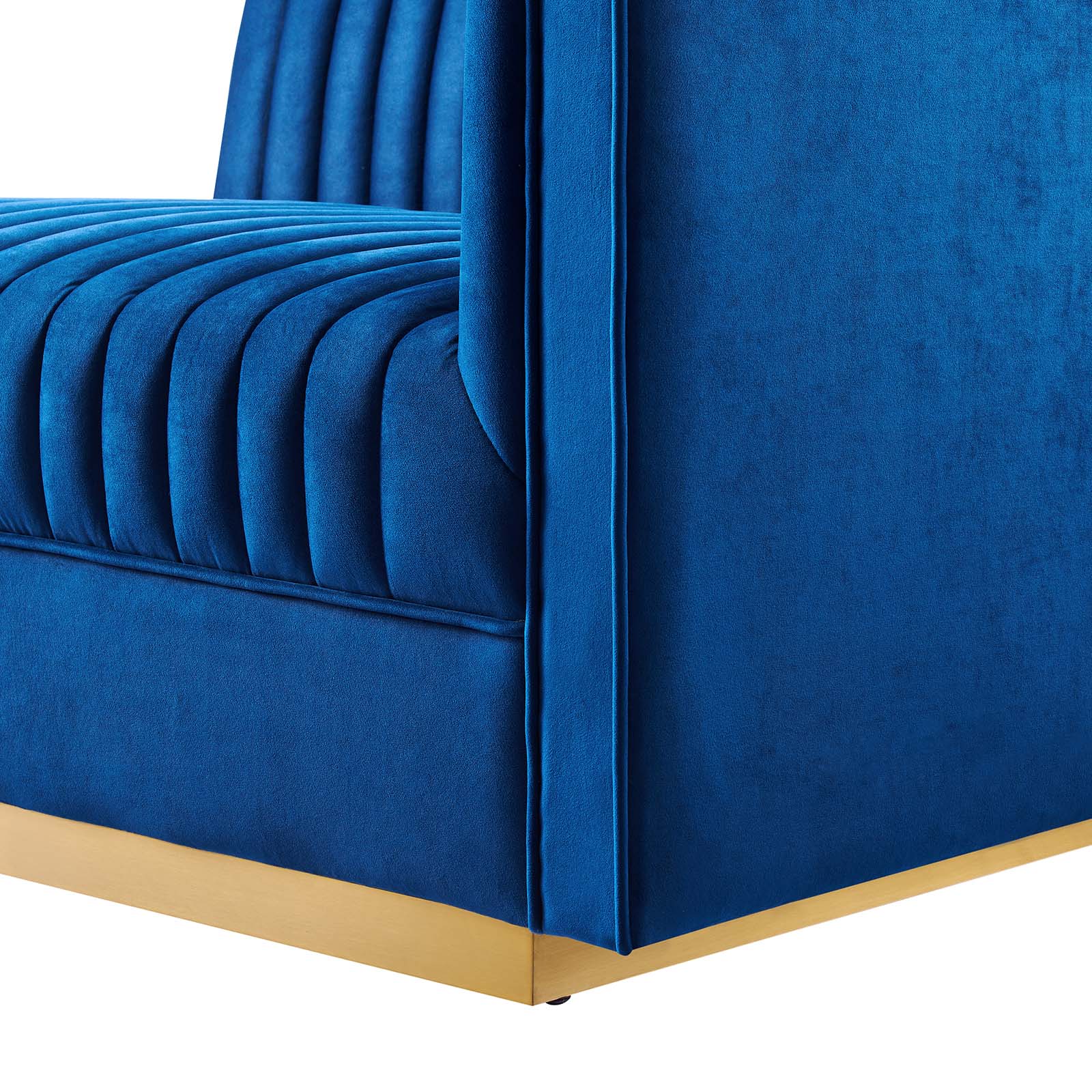 Modway Accent Chairs - Sanguine Channel Tufted Performance Velvet Modular Sectional Sofa Right-Arm Chair Navy Blue