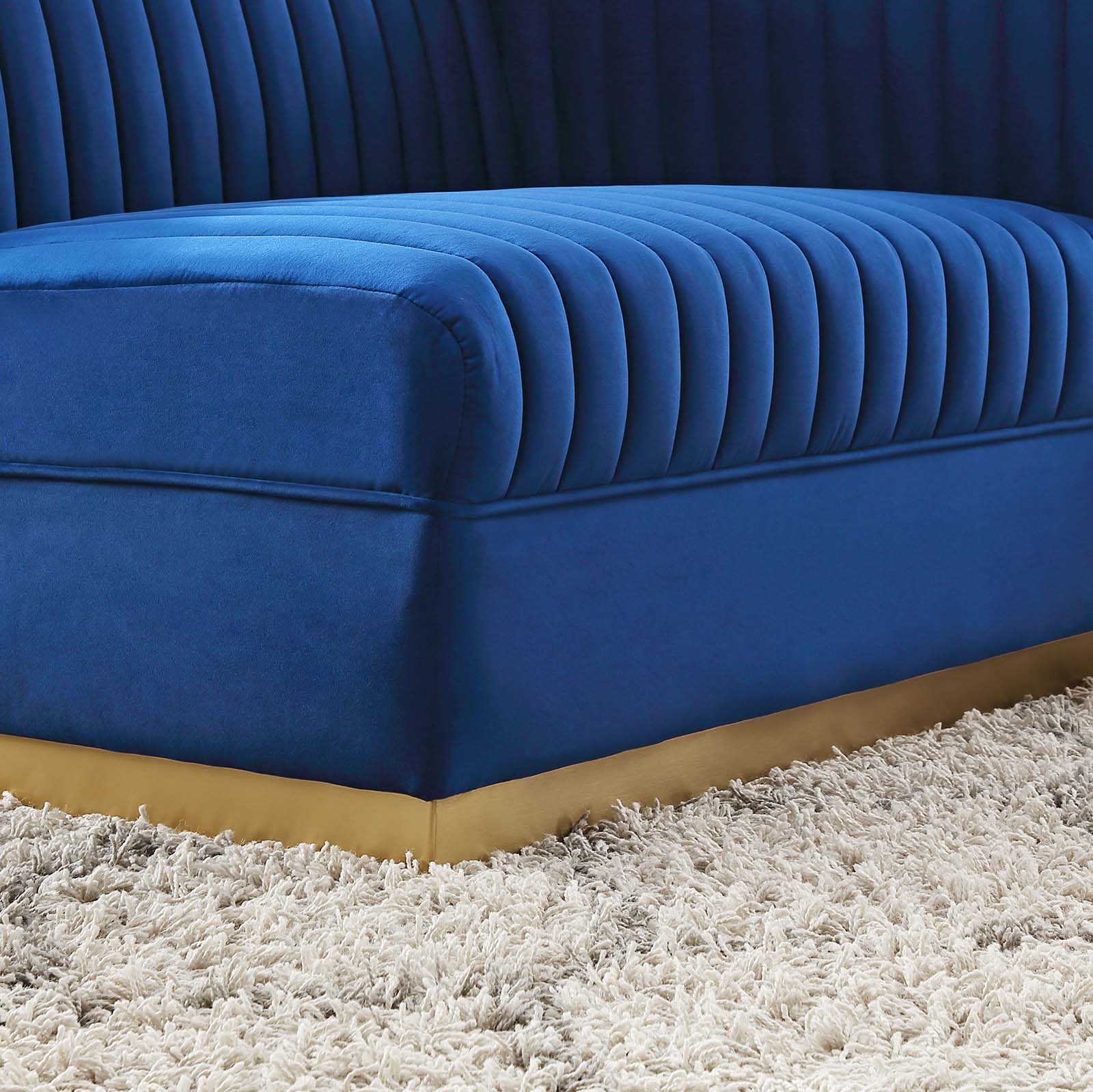 Modway Accent Chairs - Sanguine Channel Tufted Performance Velvet Modular Sectional Sofa Right-Arm Chair Navy Blue