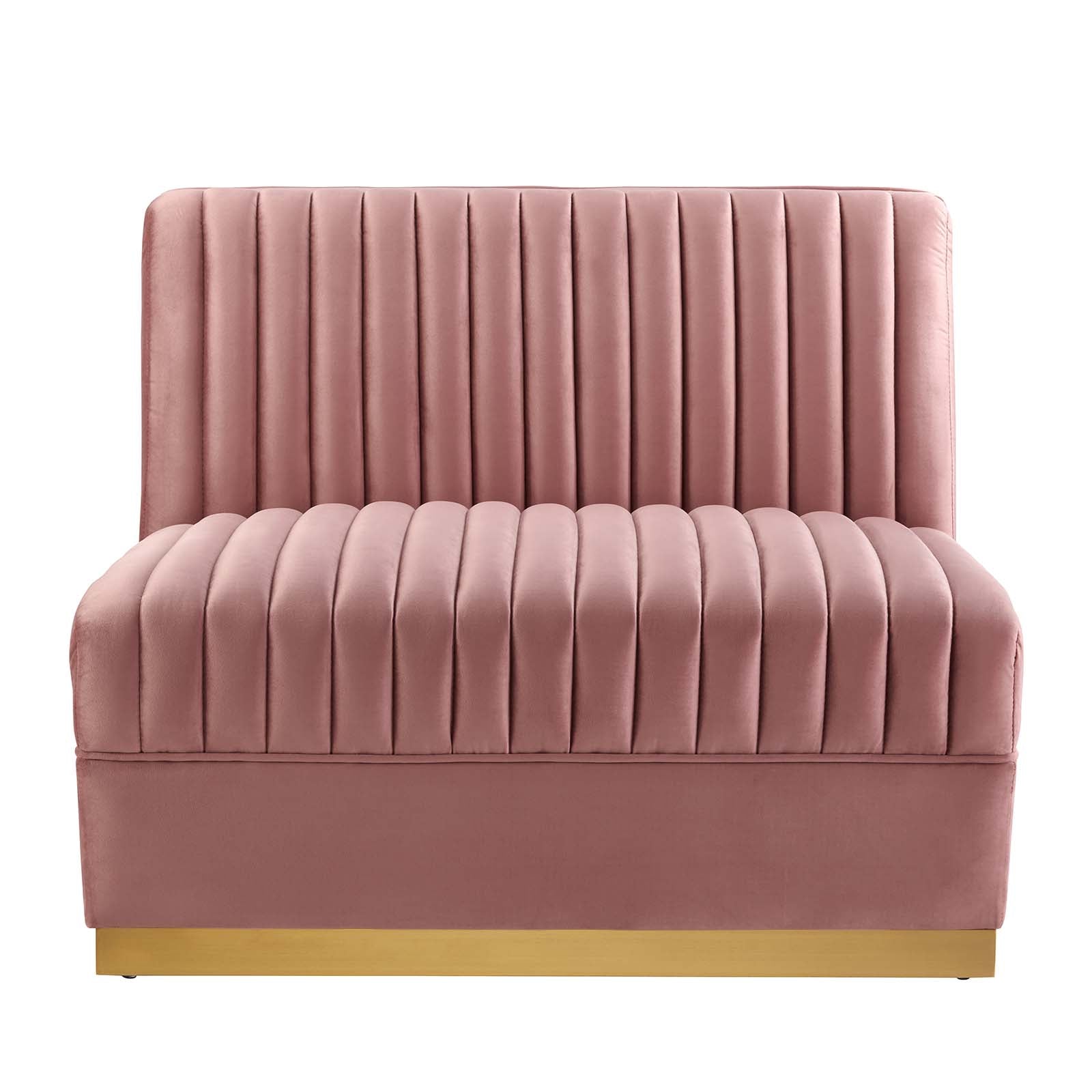 Modway Accent Chairs - Sanguine Channel Tufted Performance Velvet Modular Sectional Sofa Armless Chair Dusty Rose