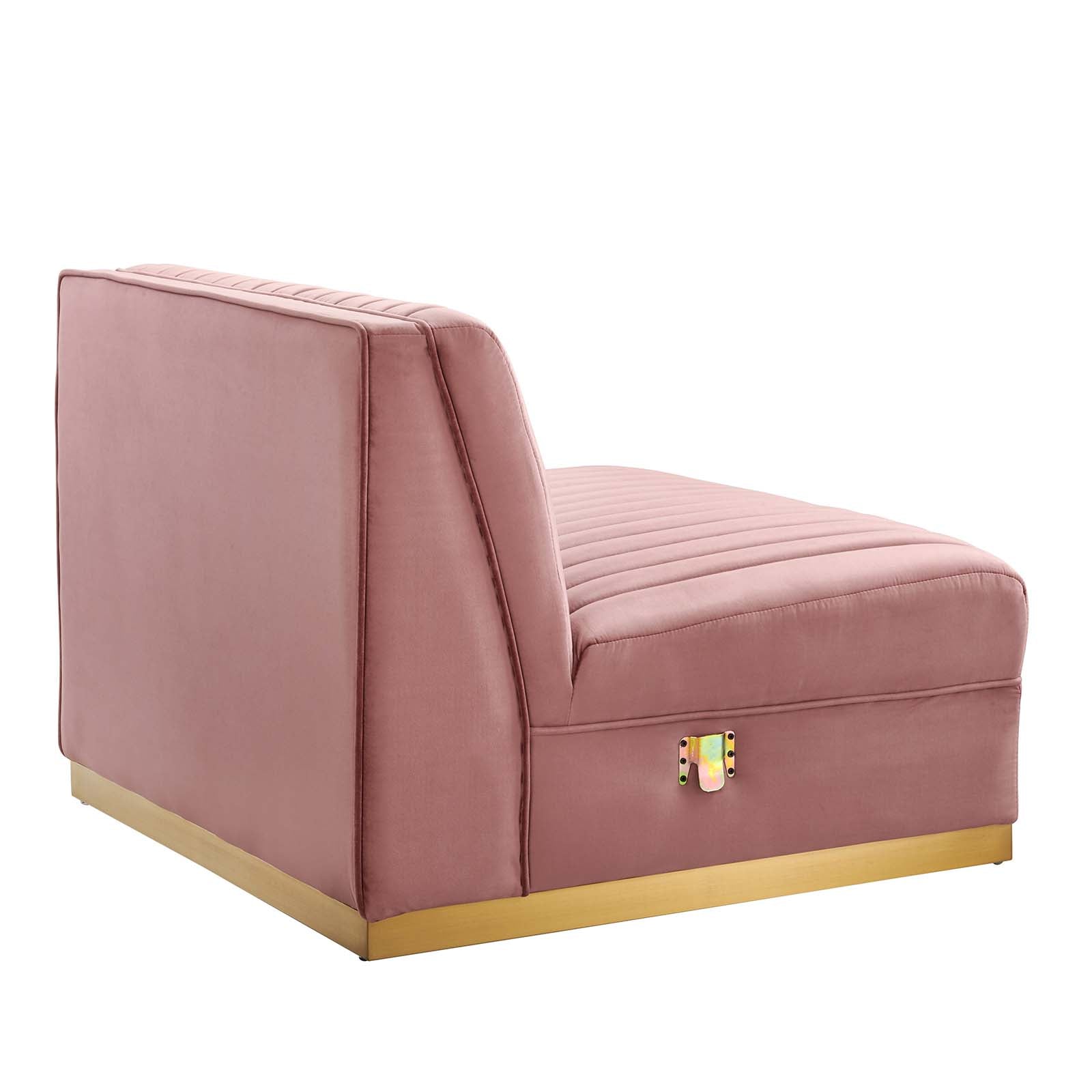 Modway Accent Chairs - Sanguine Channel Tufted Performance Velvet Modular Sectional Sofa Armless Chair Dusty Rose