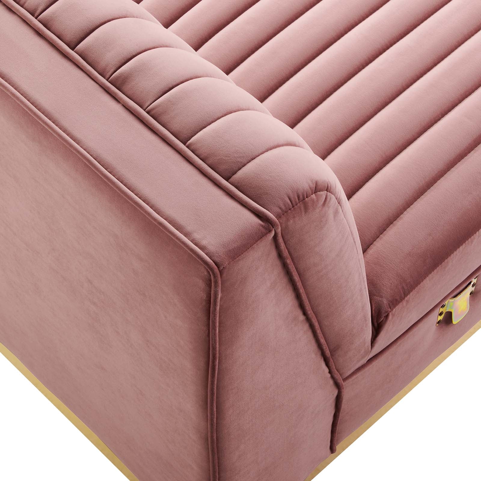 Modway Accent Chairs - Sanguine Channel Tufted Performance Velvet Modular Sectional Sofa Armless Chair Dusty Rose