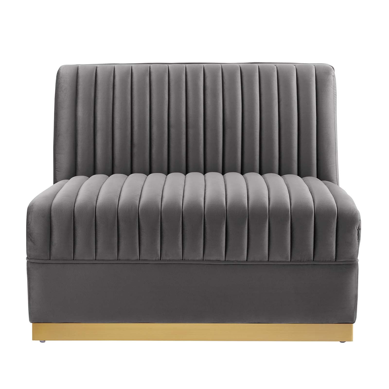 Modway Accent Chairs - Sanguine Channel Tufted Performance Velvet Modular Sectional Sofa Armless Chair Gray