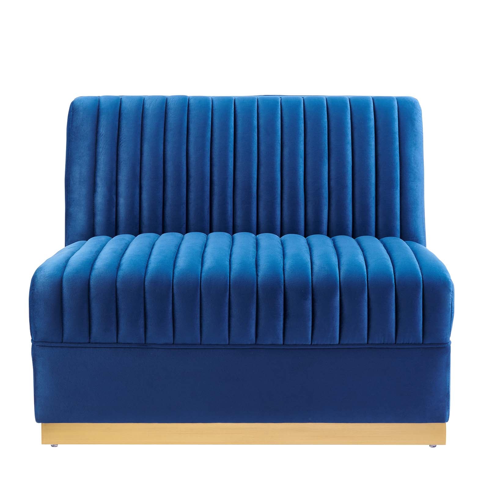 Modway Accent Chairs - Sanguine Channel Tufted Performance Velvet Modular Sectional Sofa Armless Chair Navy Blue