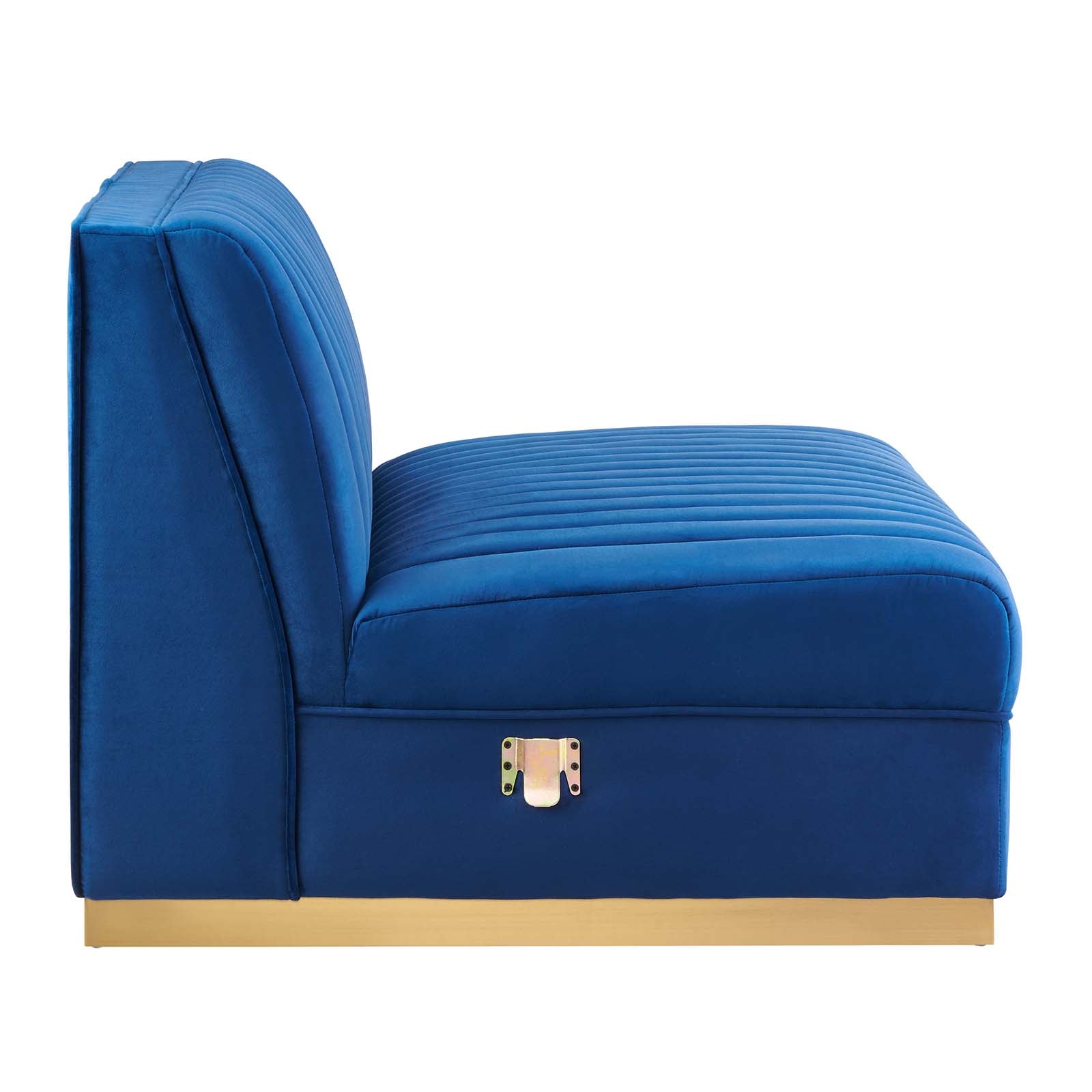 Modway Accent Chairs - Sanguine Channel Tufted Performance Velvet Modular Sectional Sofa Armless Chair Navy Blue