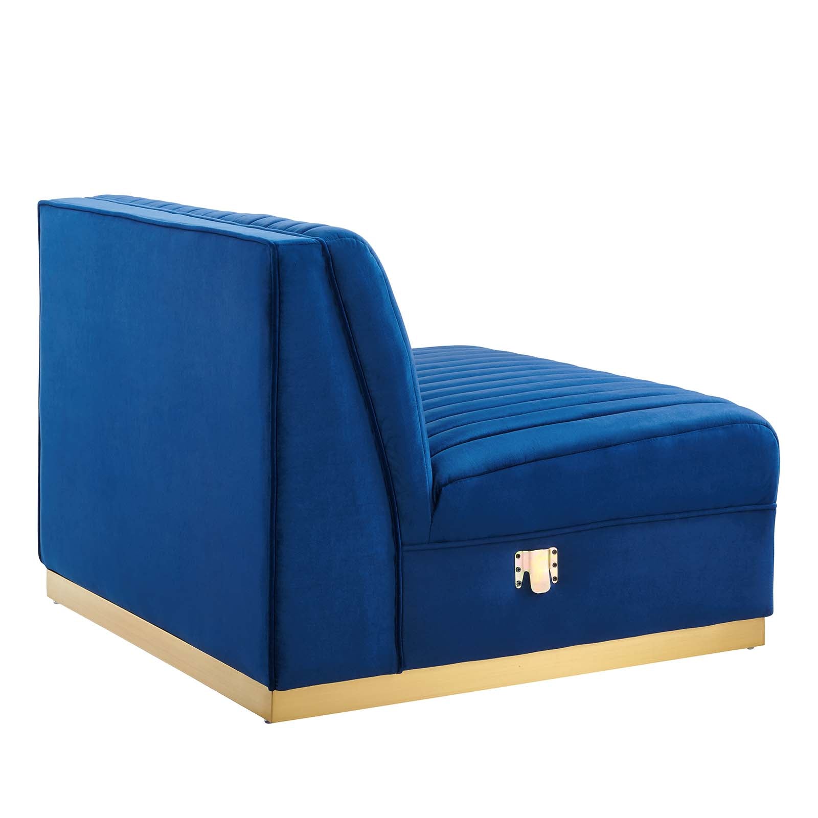 Modway Accent Chairs - Sanguine Channel Tufted Performance Velvet Modular Sectional Sofa Armless Chair Navy Blue