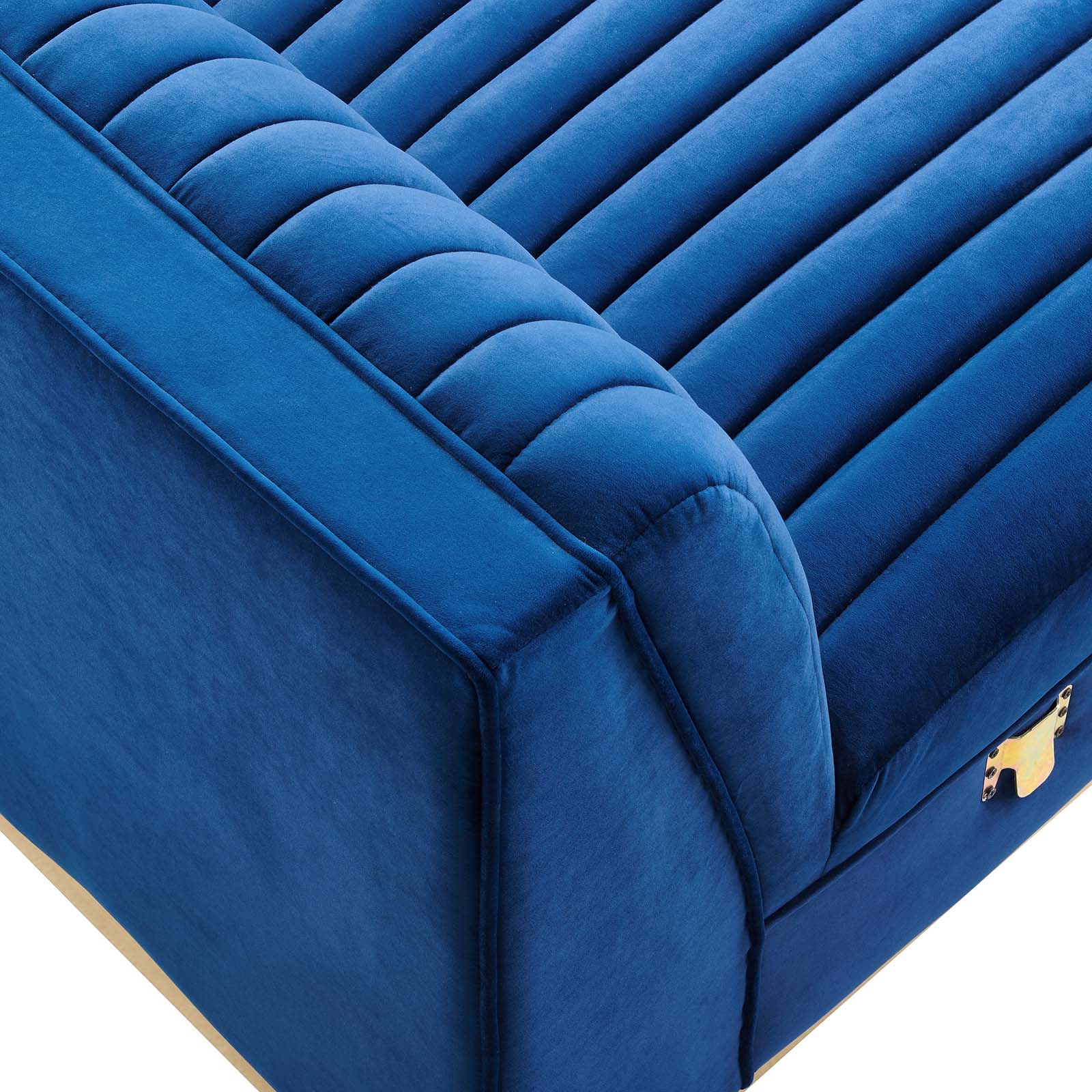 Modway Accent Chairs - Sanguine Channel Tufted Performance Velvet Modular Sectional Sofa Armless Chair Navy Blue
