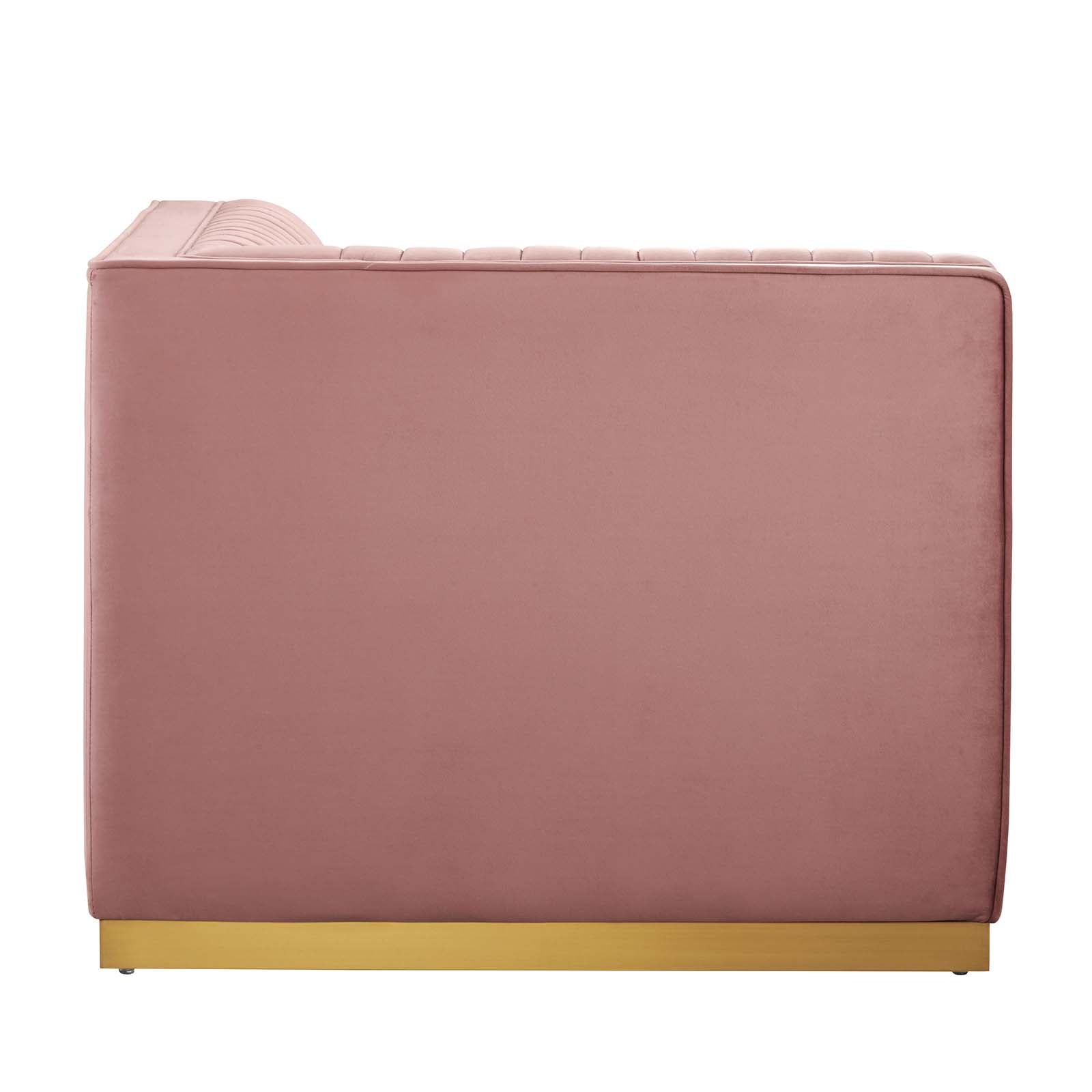 Modway Accent Chairs - Sanguine Channel Tufted Performance Velvet Modular Sectional Sofa Left Corner Chair Dusty Rose