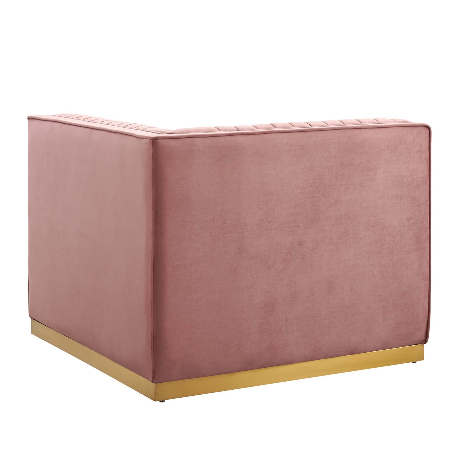 Modway Accent Chairs - Sanguine Channel Tufted Performance Velvet Modular Sectional Sofa Left Corner Chair Dusty Rose