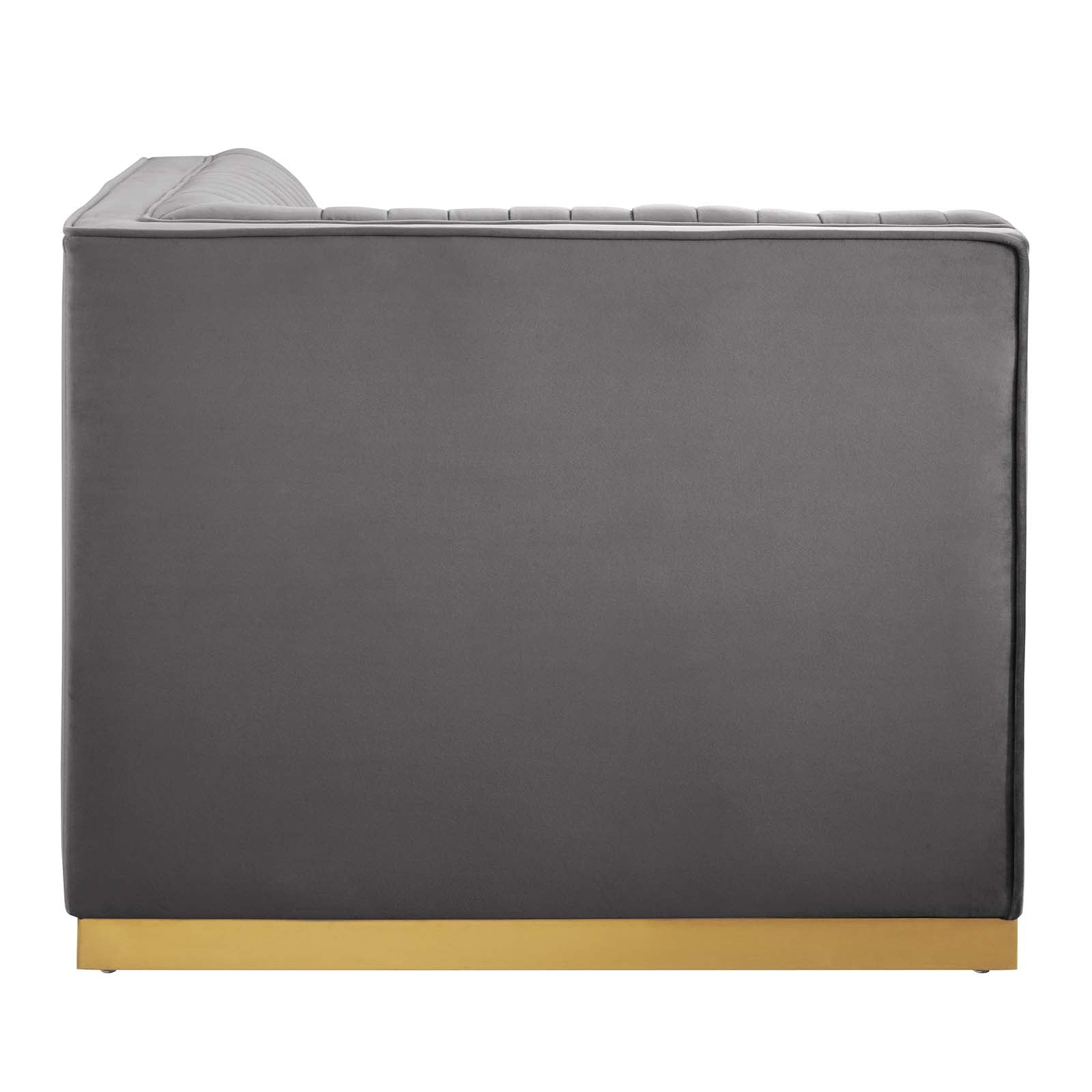 Modway Accent Chairs - Sanguine Channel Tufted Performance Velvet Modular Sectional Sofa Left Corner Chair Gray