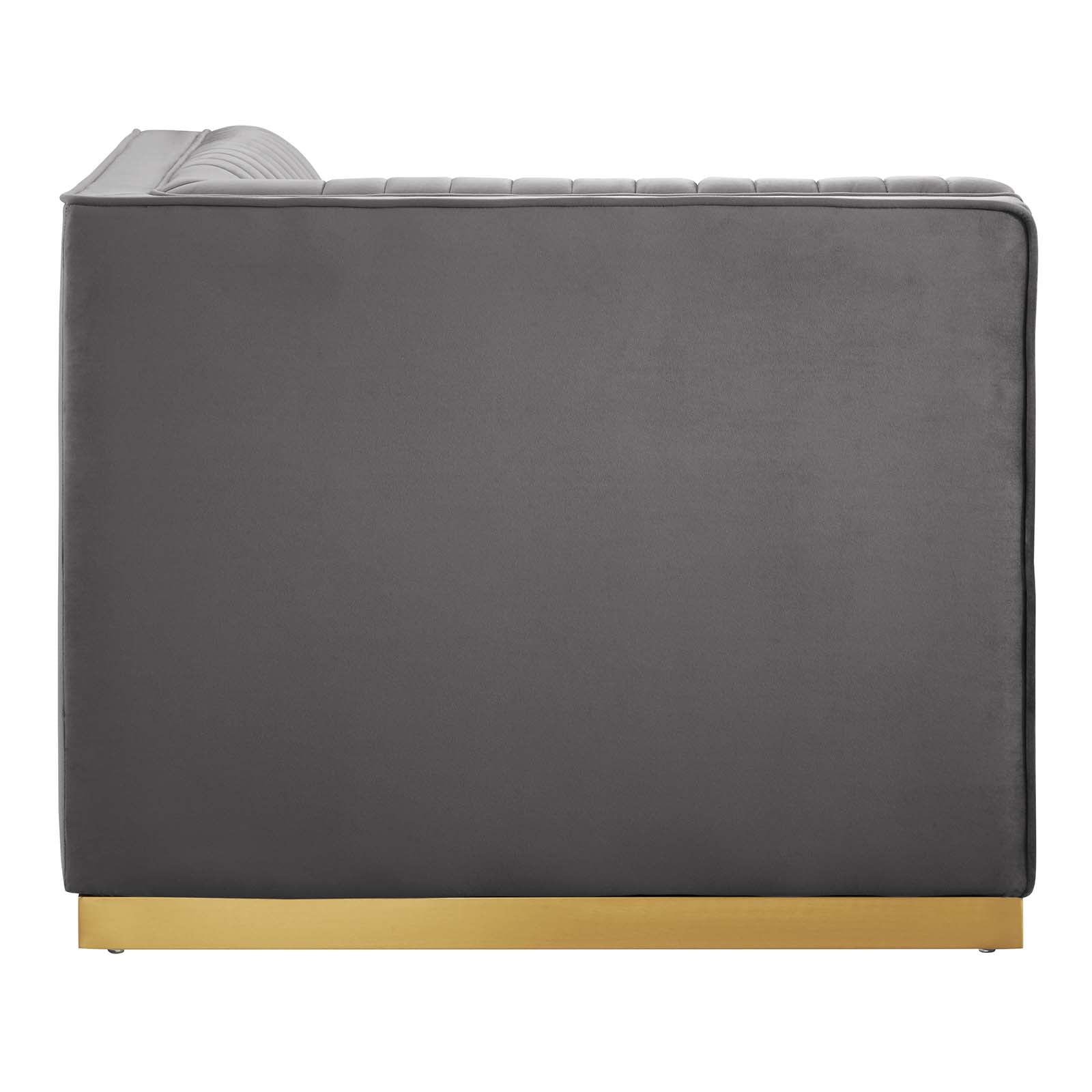 Modway Accent Chairs - Sanguine Channel Tufted Performance Velvet Modular Sectional Sofa Right Corner Chair Gray