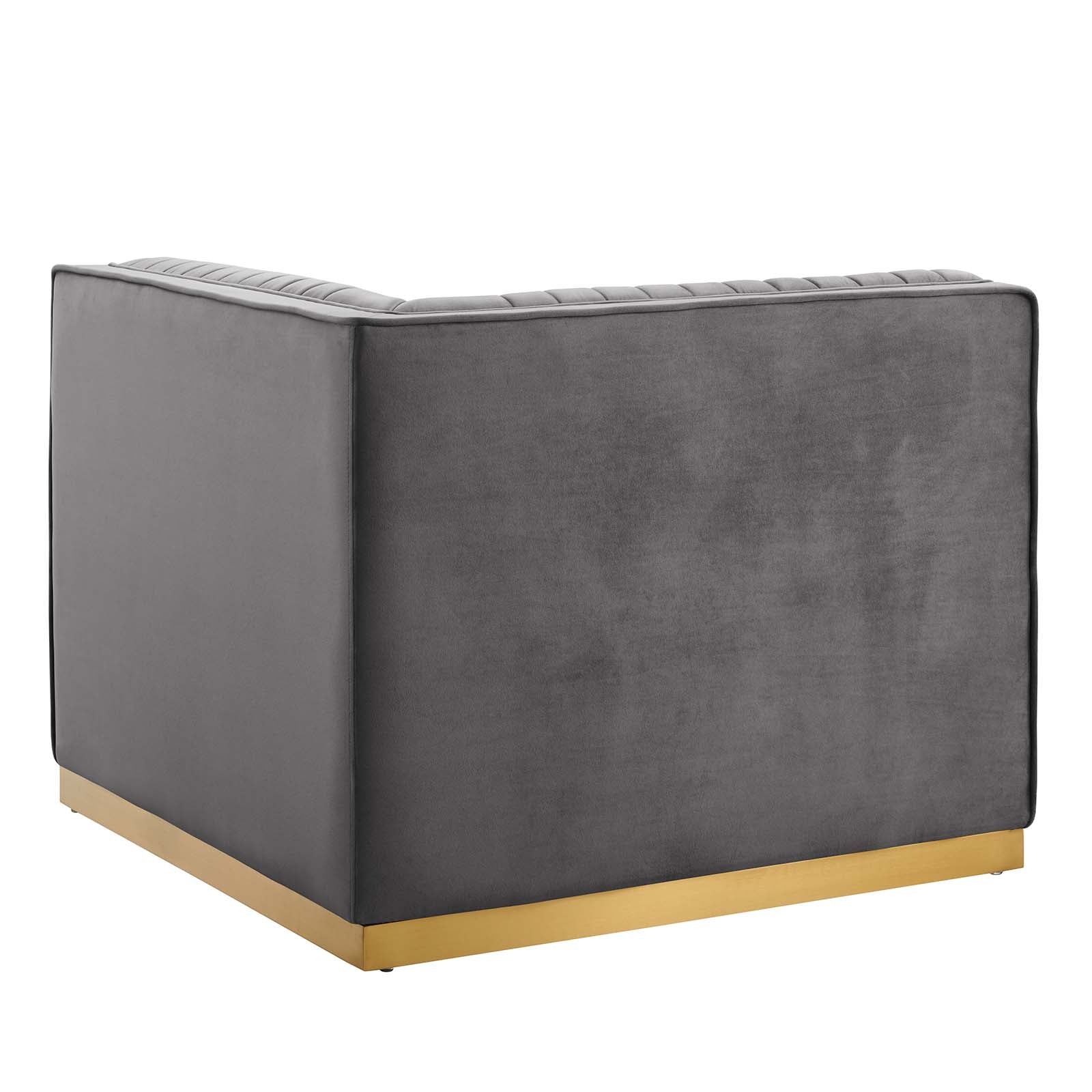 Modway Accent Chairs - Sanguine Channel Tufted Performance Velvet Modular Sectional Sofa Right Corner Chair Gray