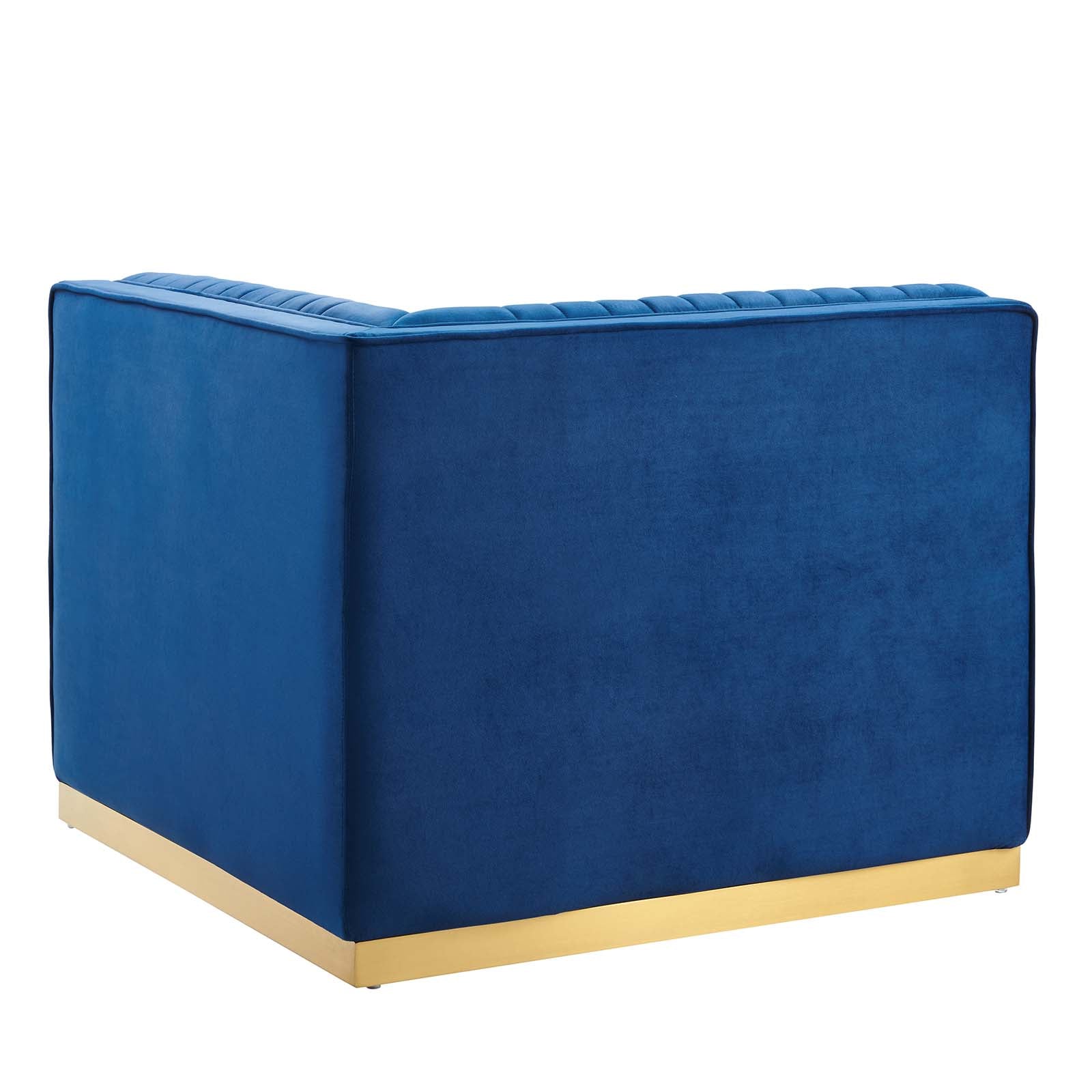 Modway Accent Chairs - Sanguine Channel Tufted Performance Velvet Modular Sectional Sofa Right Corner Chair Navy Blue