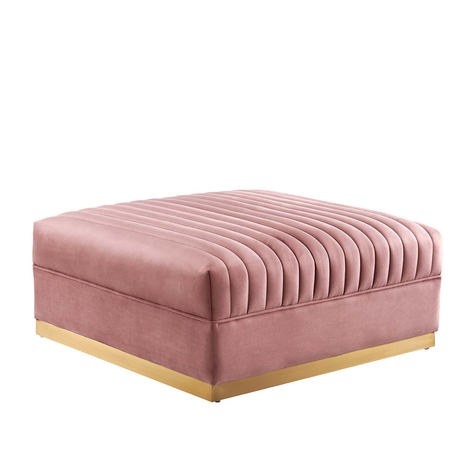 Modway Ottomans & Stools - Sanguine Channel Tufted Performance Velvet Modular Sectional Sofa Ottoman Dusty Rose