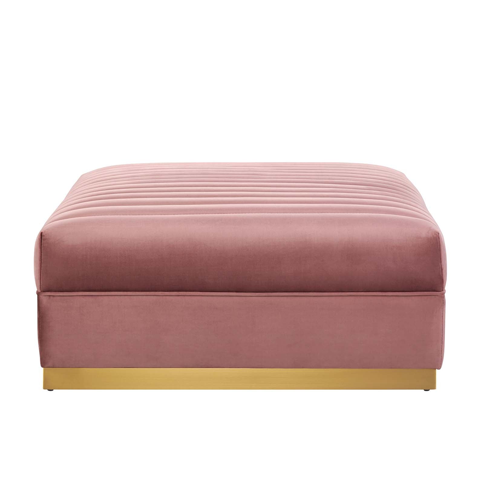 Modway Ottomans & Stools - Sanguine Channel Tufted Performance Velvet Modular Sectional Sofa Ottoman Dusty Rose