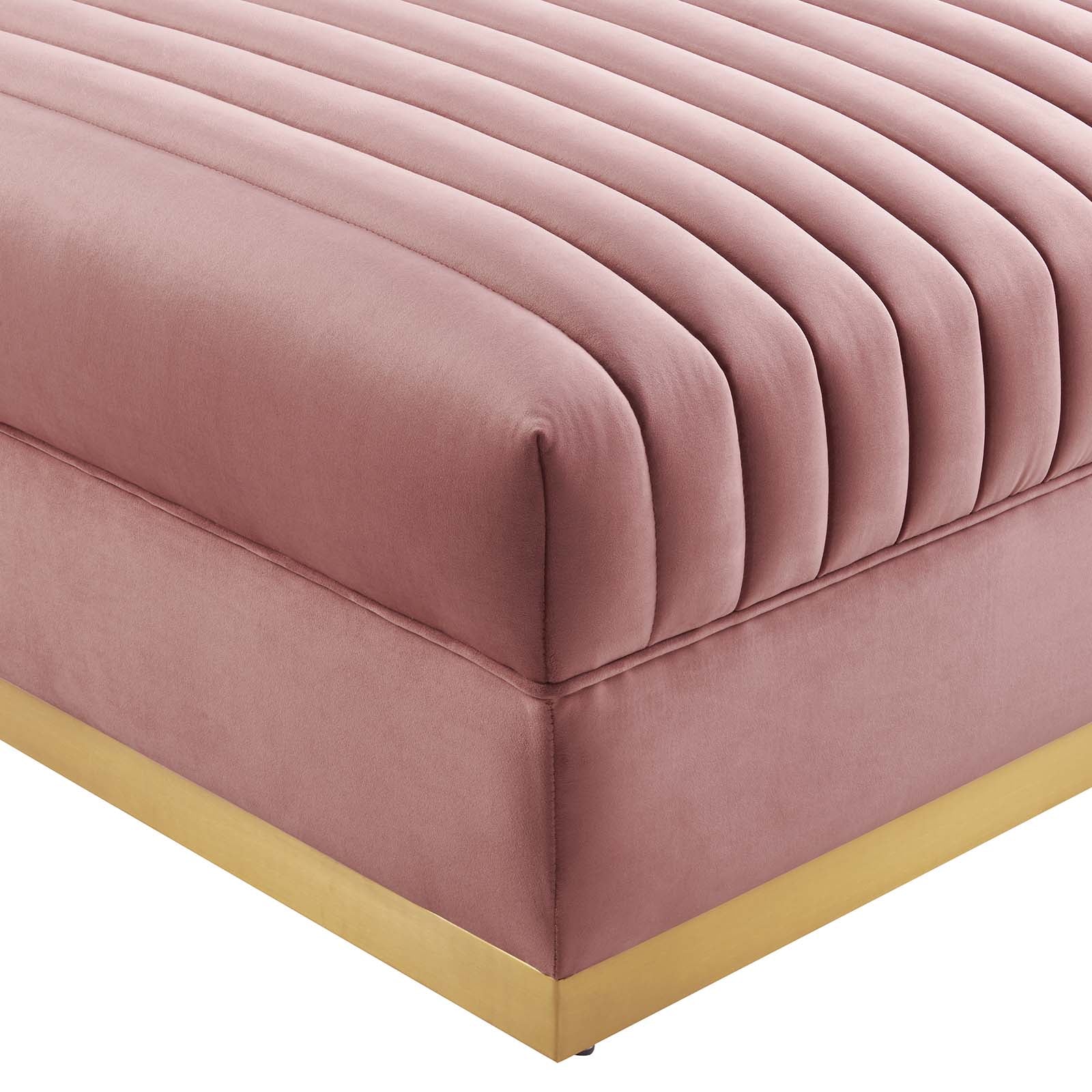 Modway Ottomans & Stools - Sanguine Channel Tufted Performance Velvet Modular Sectional Sofa Ottoman Dusty Rose